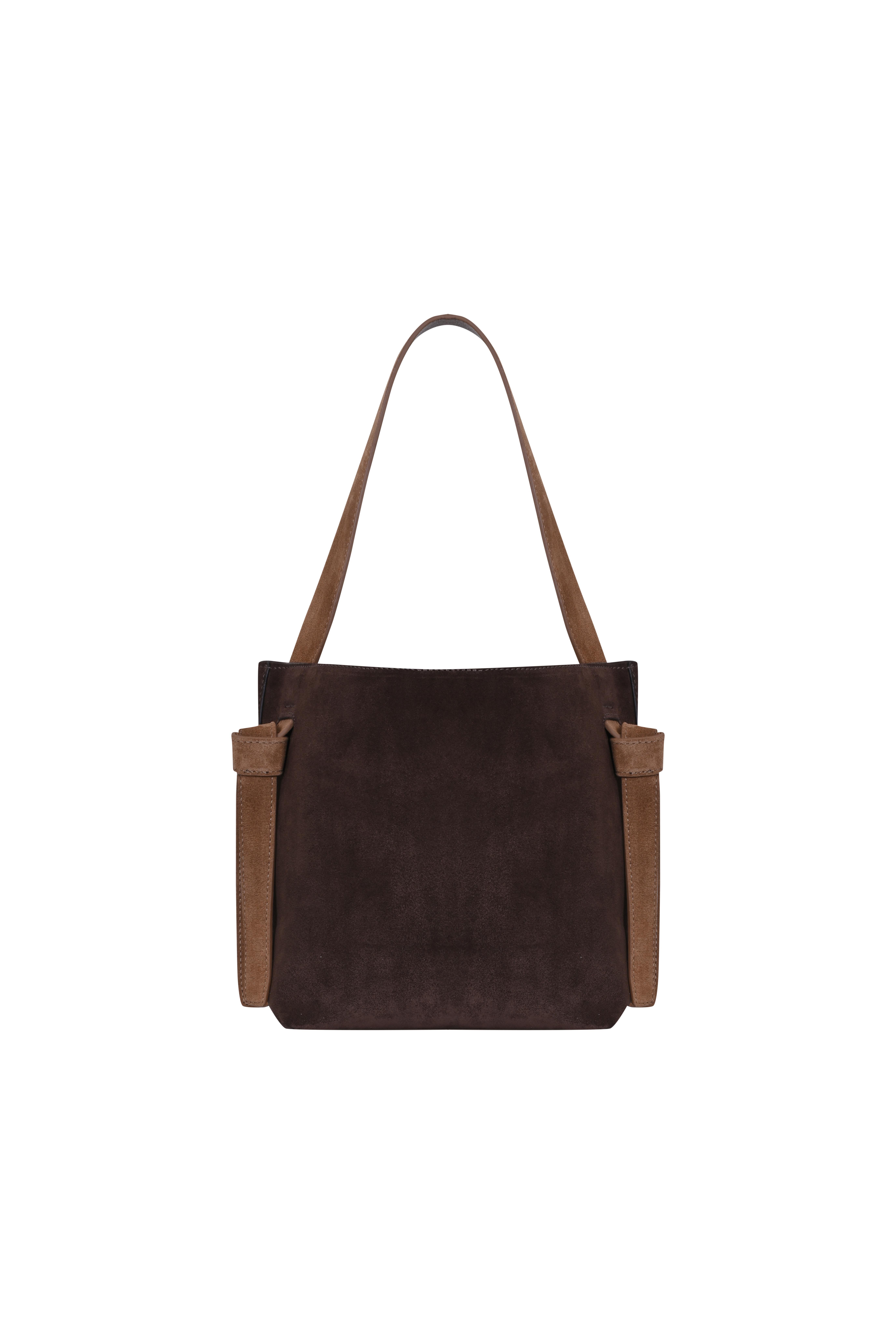 Kahverengi Süet Mini Kova Çanta