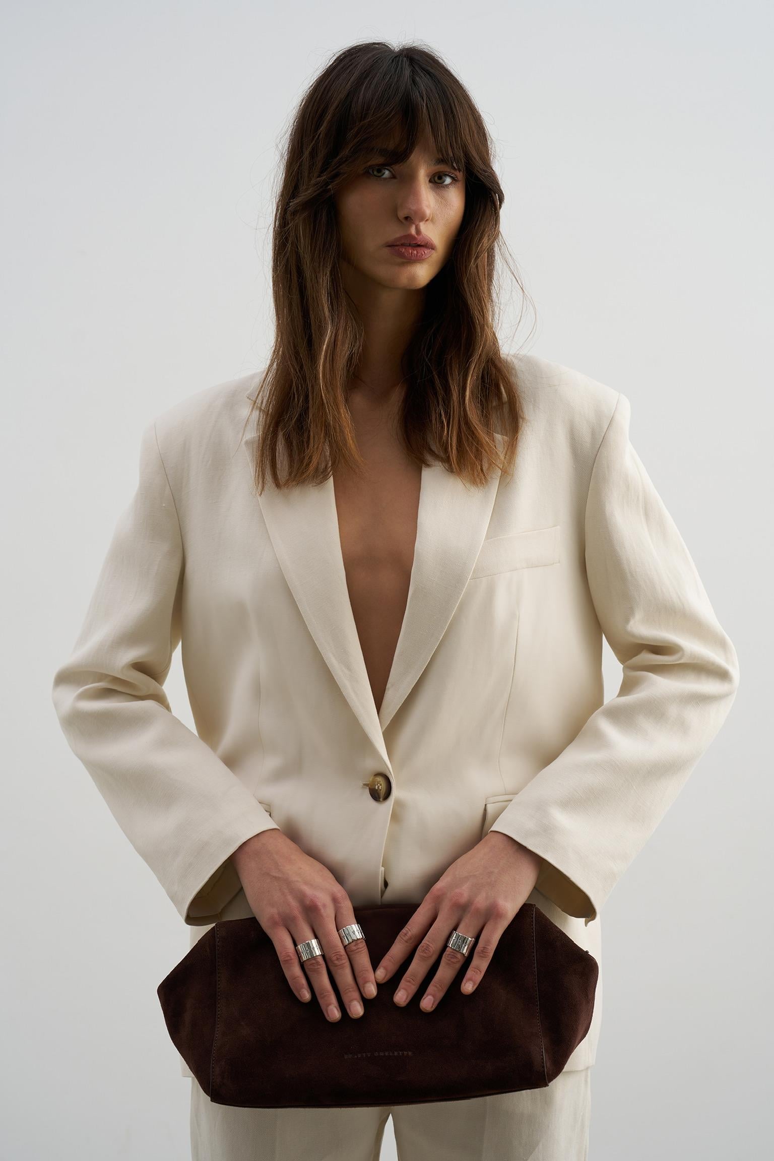 Kahverengi Süet Oxford Clutch