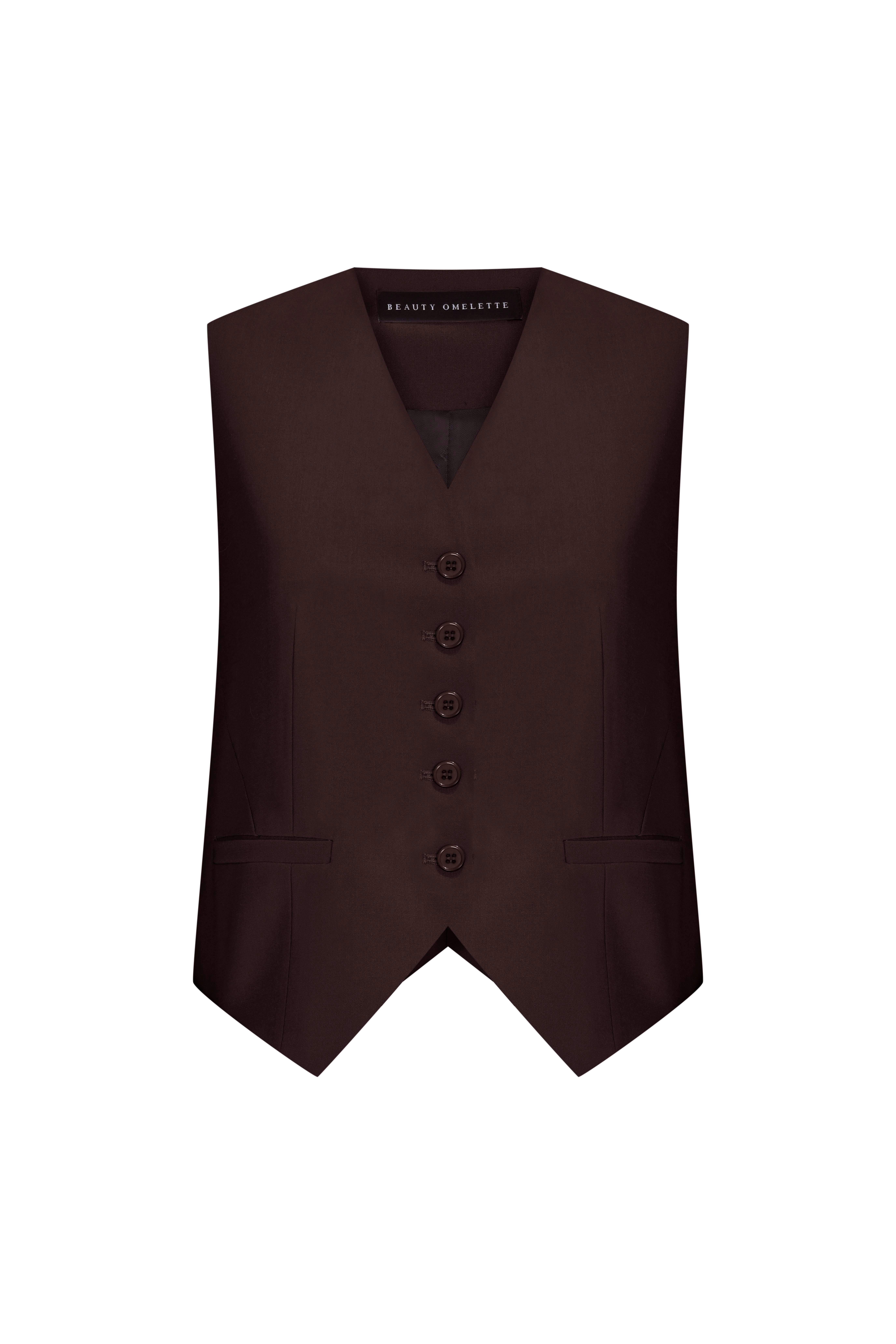 Kahverengi V Yaka Yünlü Yelek