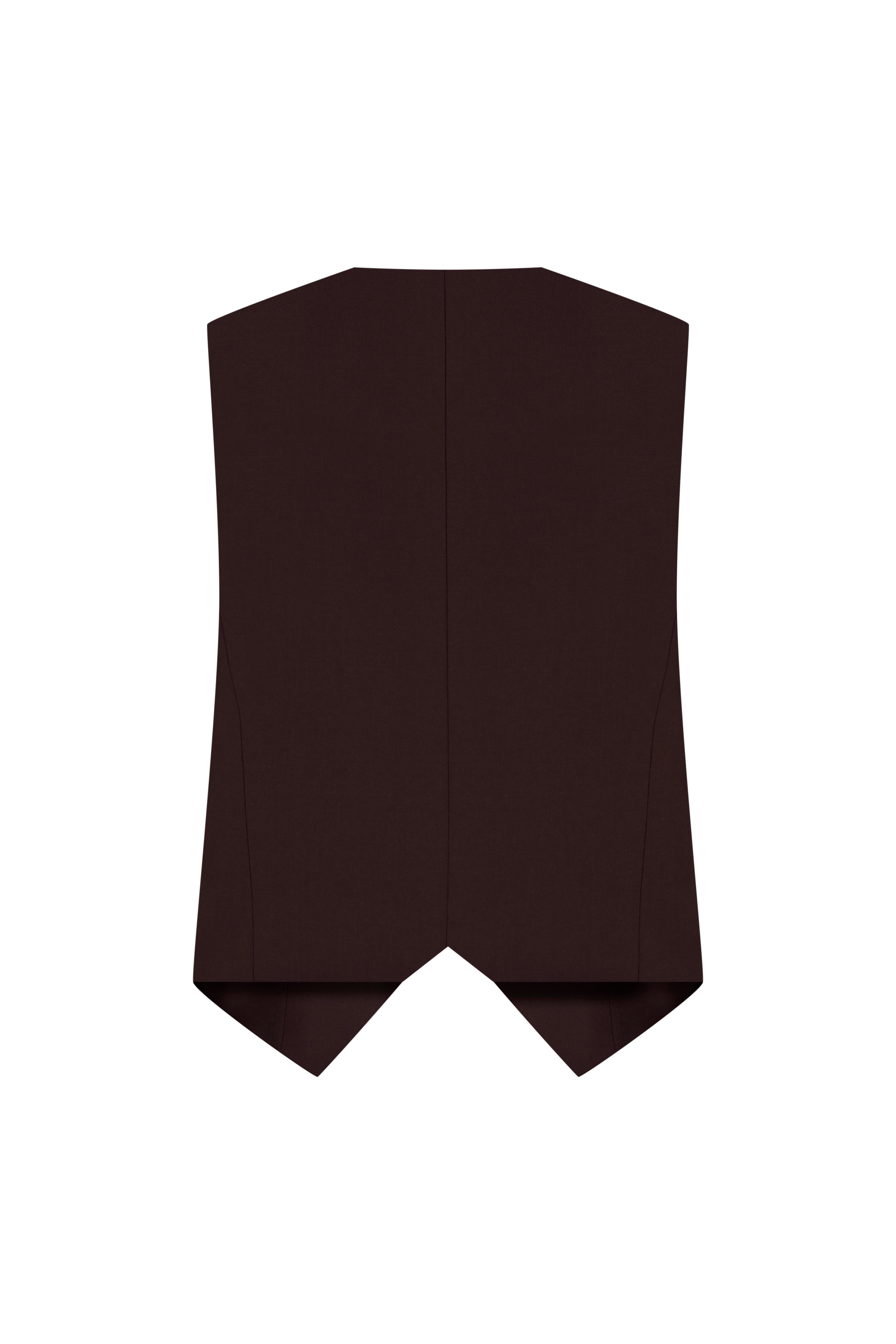 Kahverengi V Yaka Yünlü Yelek