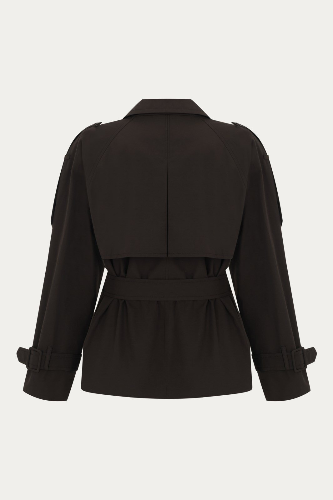 Kahverengi Vatkalı Kısa Trenchcoat