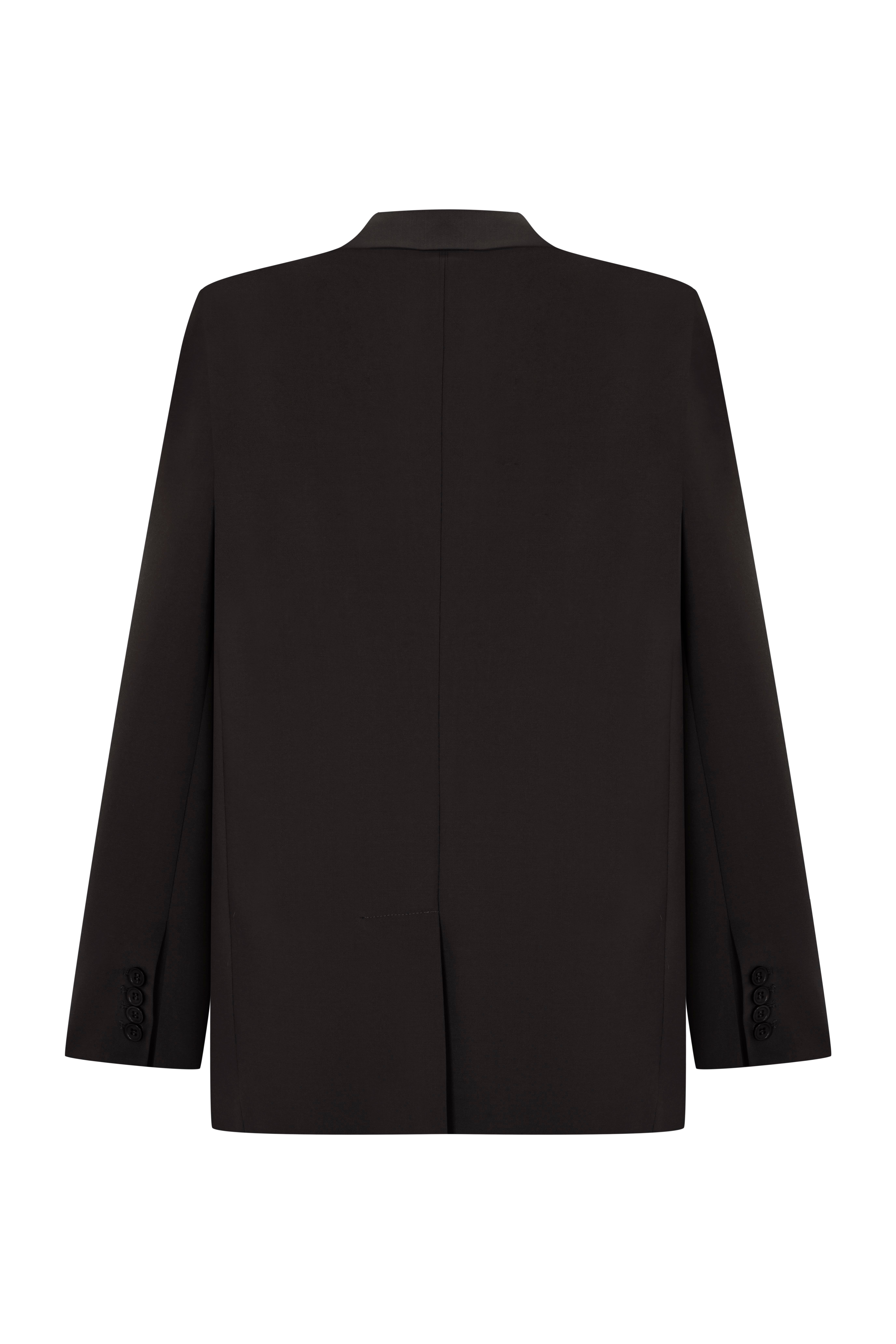 Kahverengi Vatkalı Kruvaze Kapama Yünlü Blazer