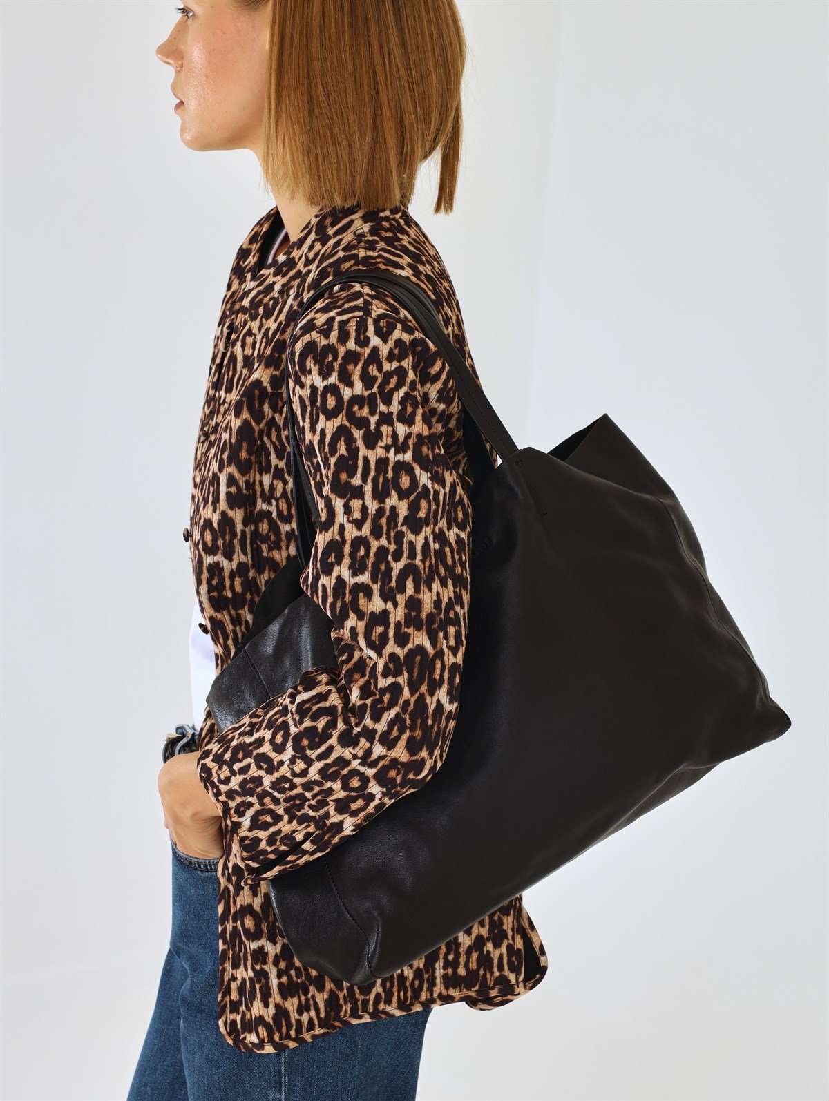 Kahverengi Yumuşak Deri Shopping Bag