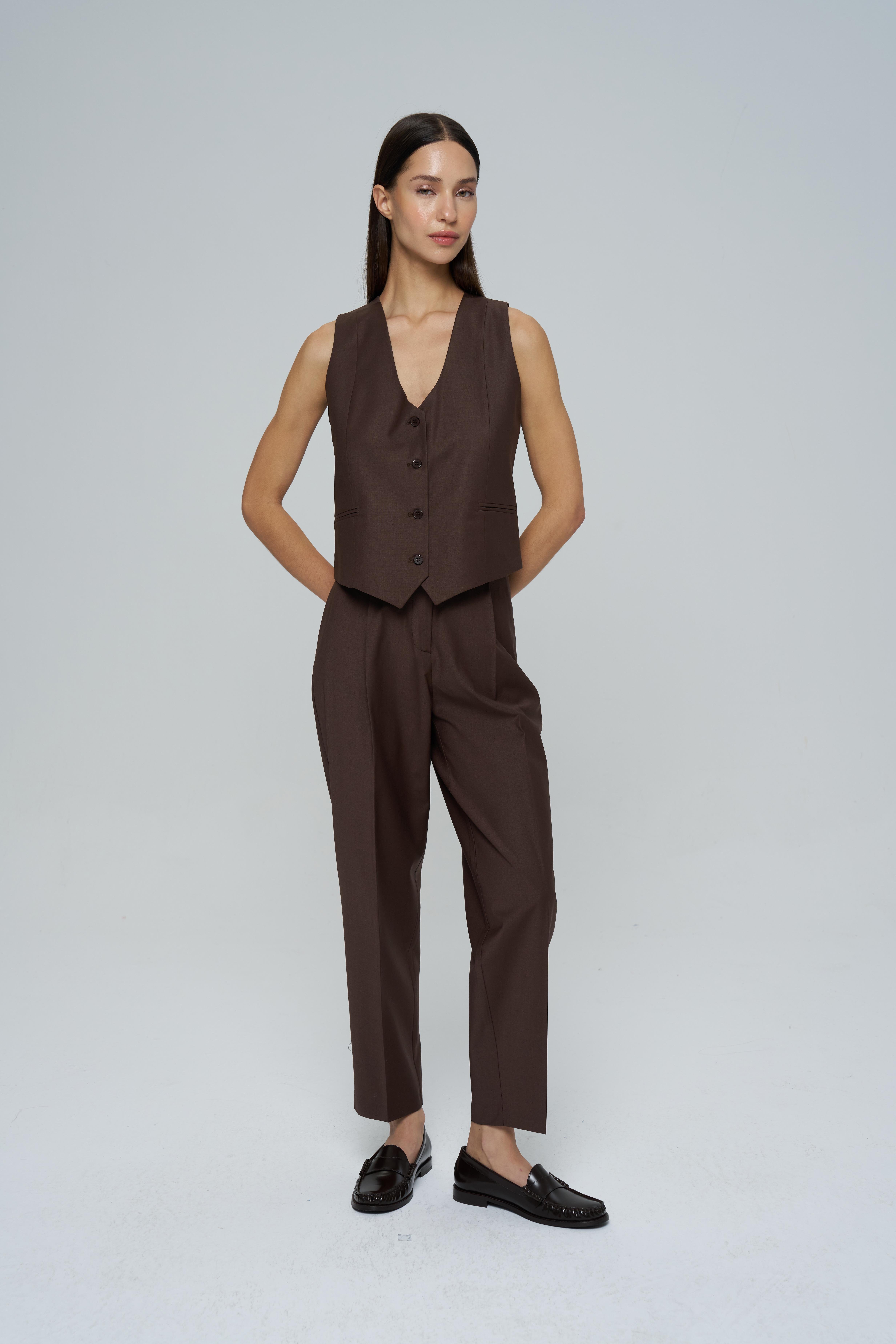 Kahverengi Yünlü Havuç Pantolon