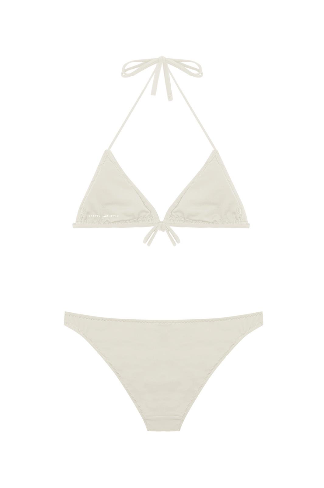 Kırık Beyaz Drapeli Üçgen Bikini