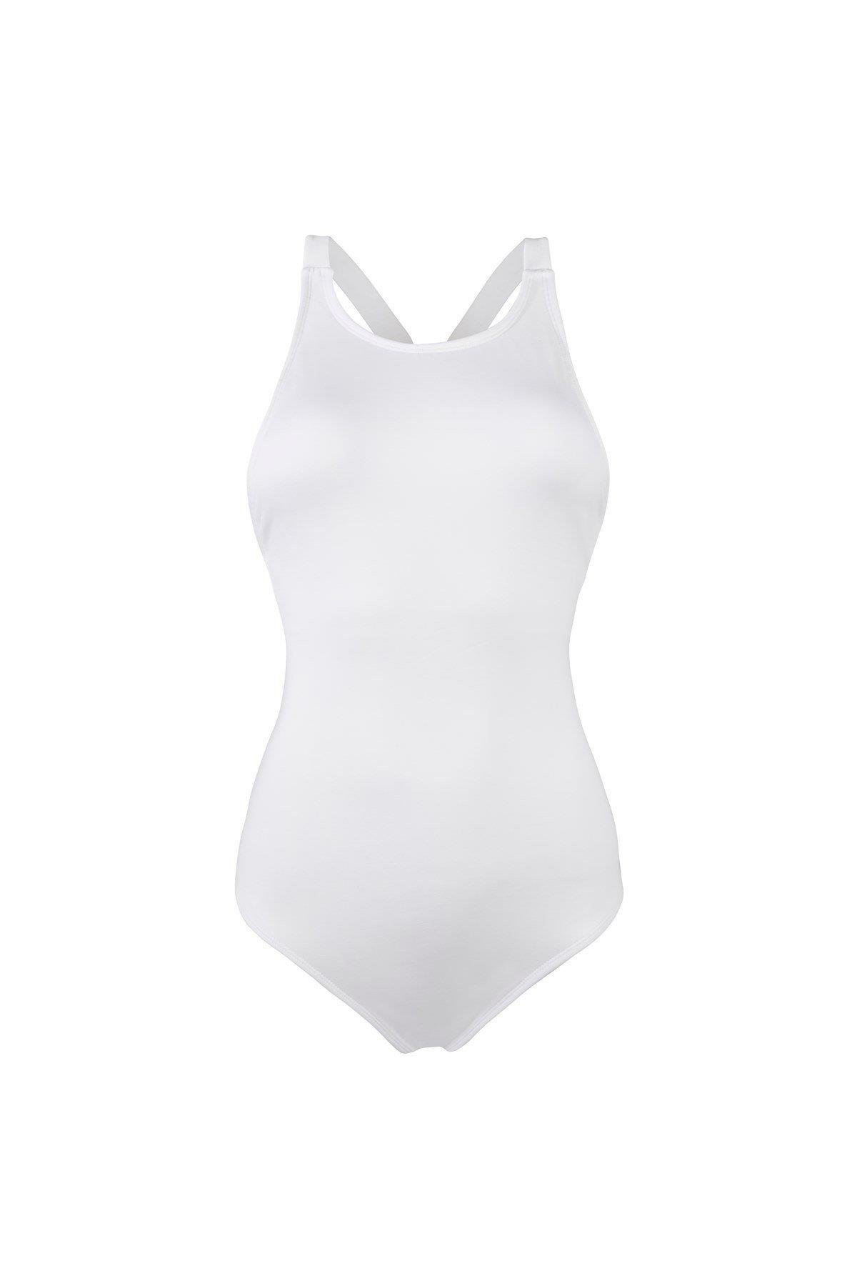 Kırık Beyaz Halter Yaka Mayo