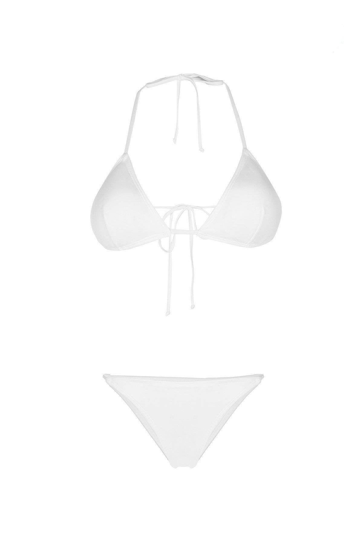 Kırık Beyaz Klasik Üçgen Bikini