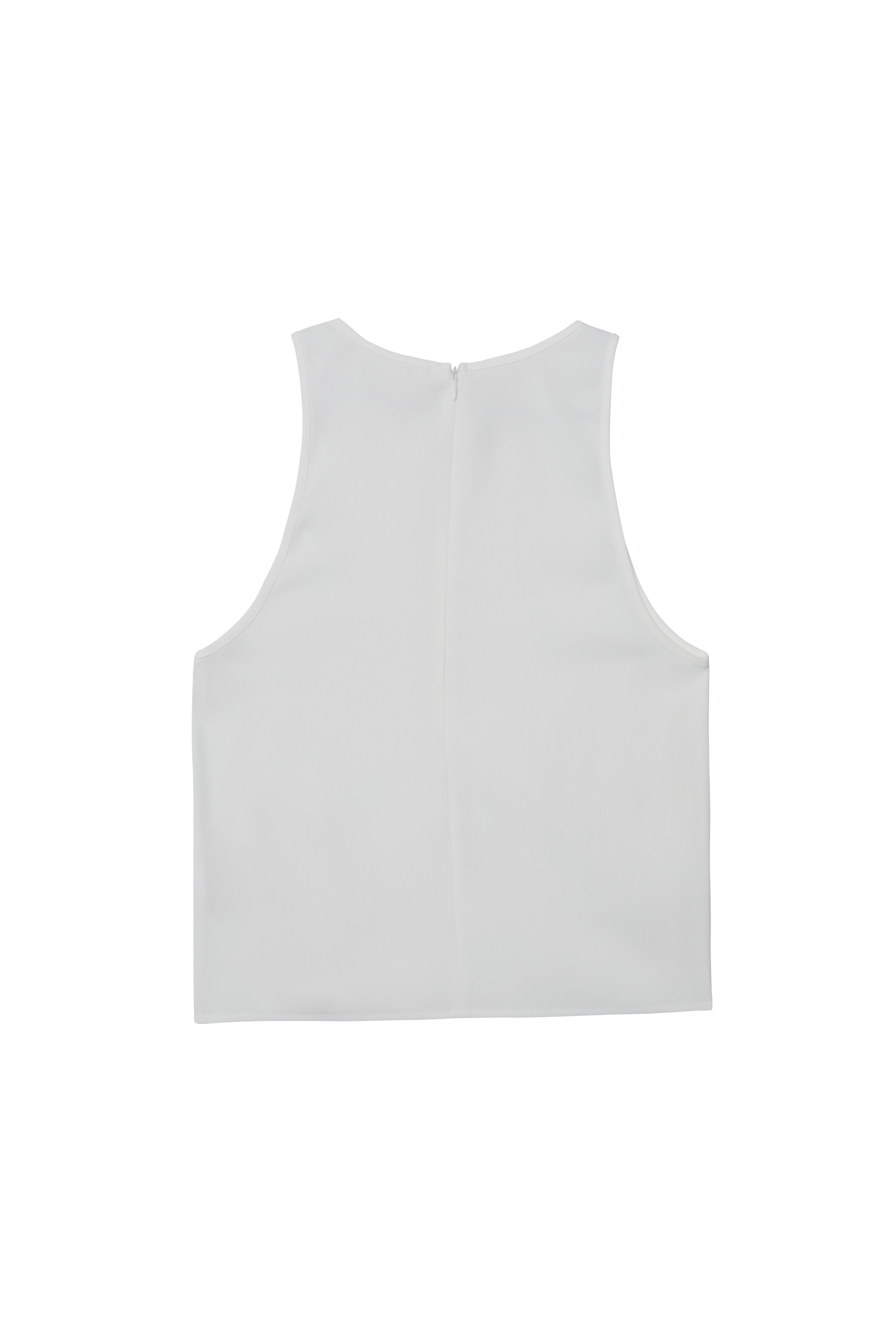 Kırık Beyaz Kolsuz Krep Bluz