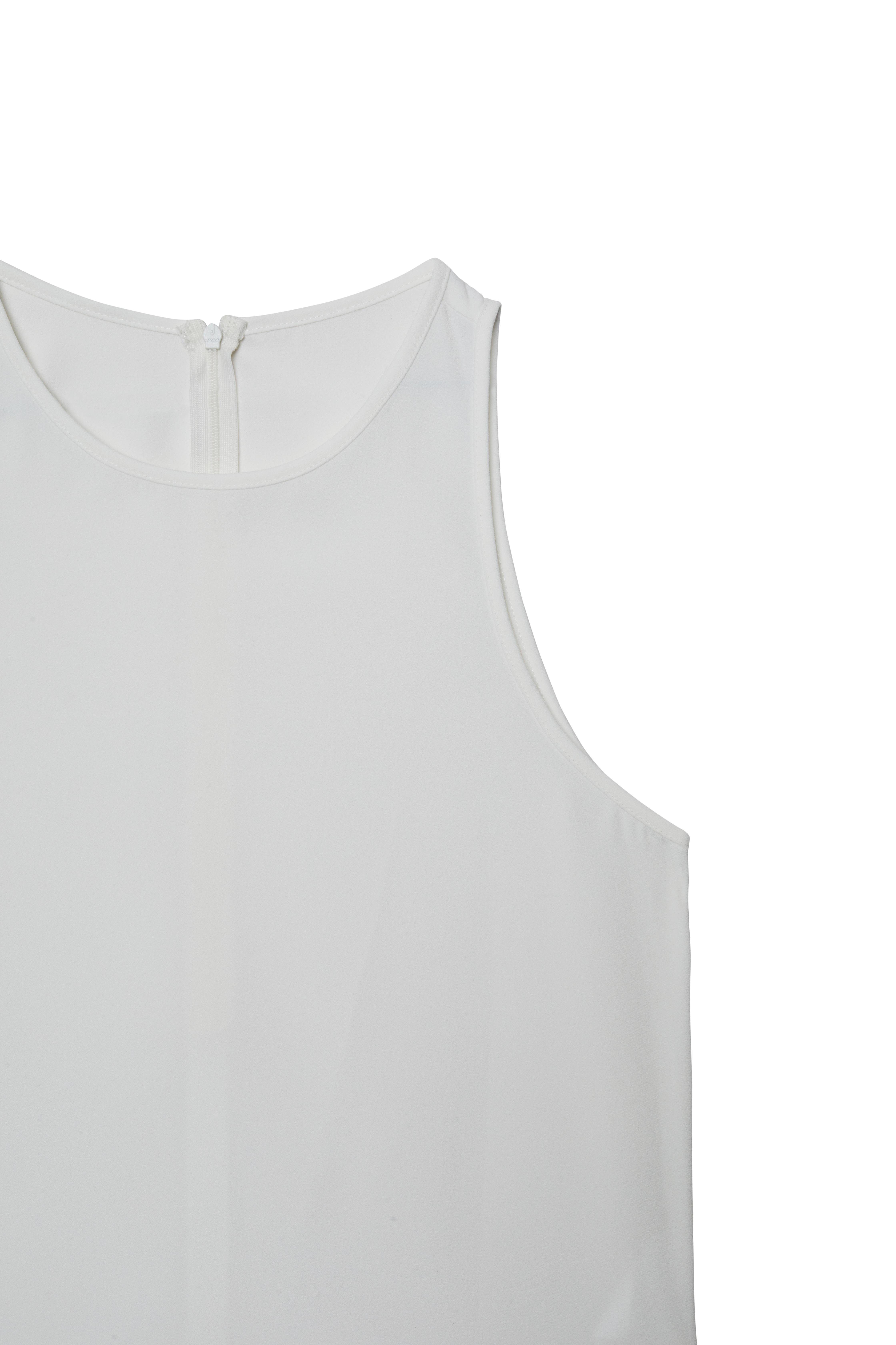 Kırık Beyaz Kolsuz Krep Bluz