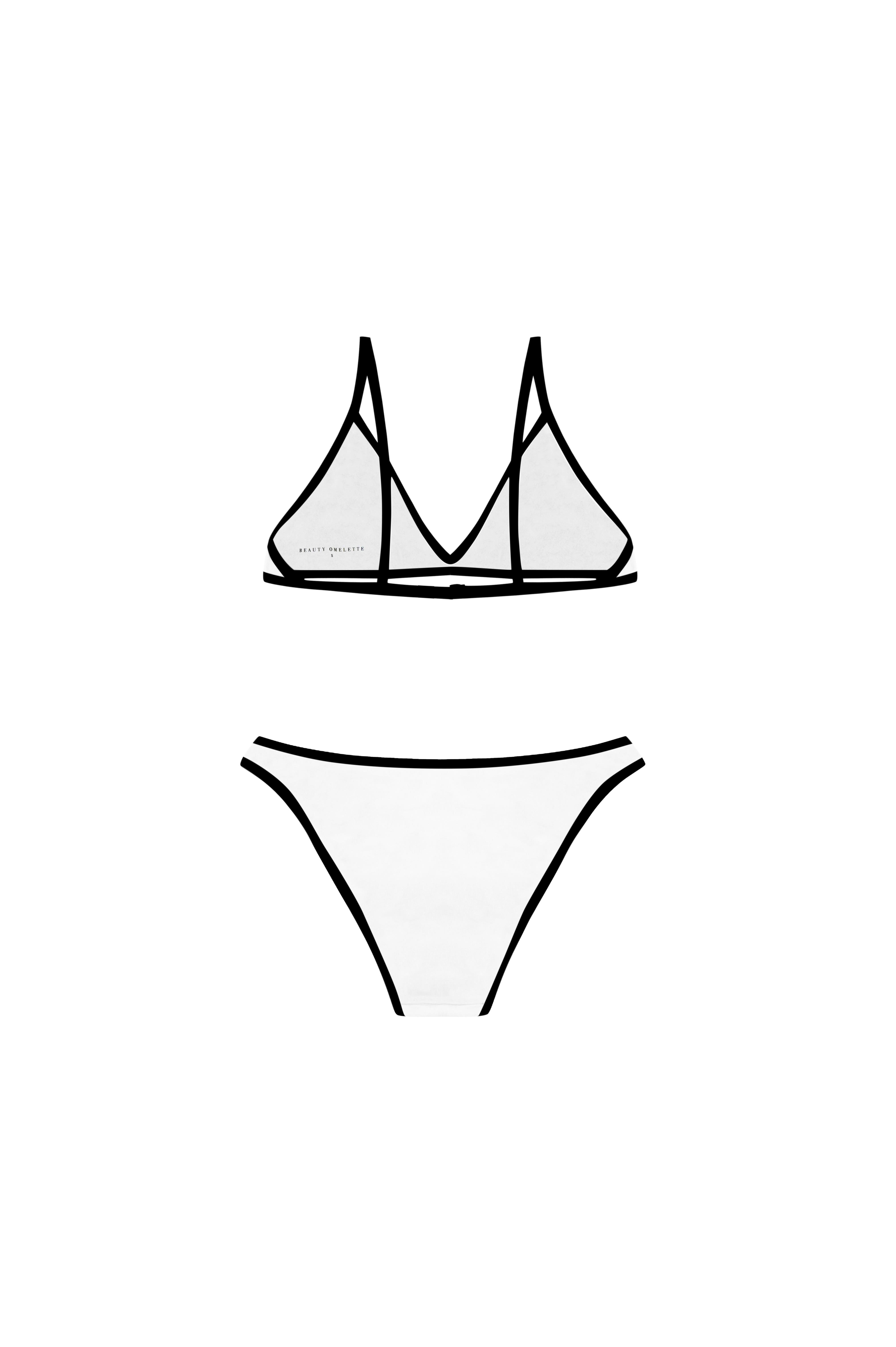 Kırık Beyaz Kontrast Biyeli Bikini