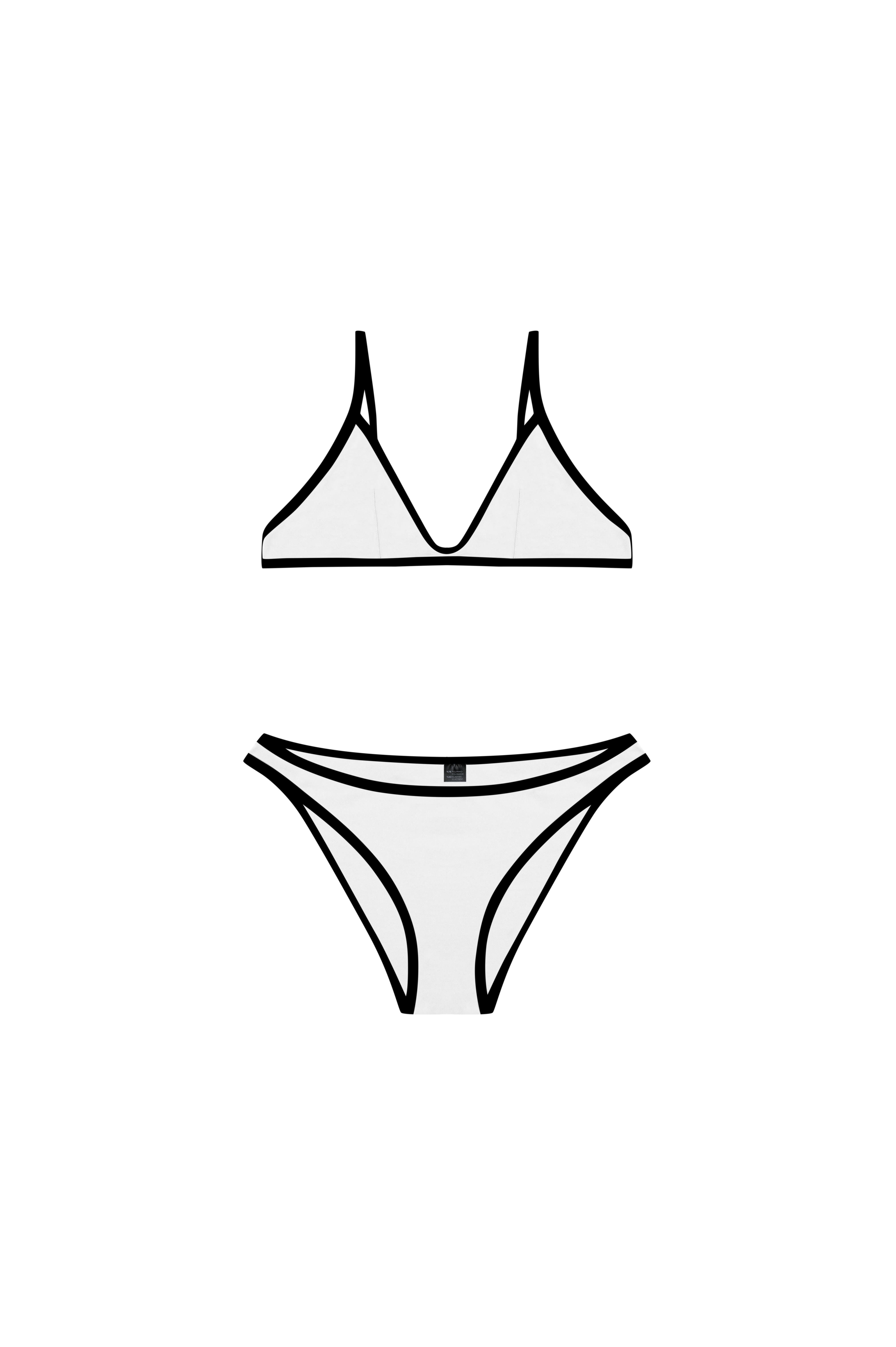 Kırık Beyaz Kontrast Biyeli Bikini