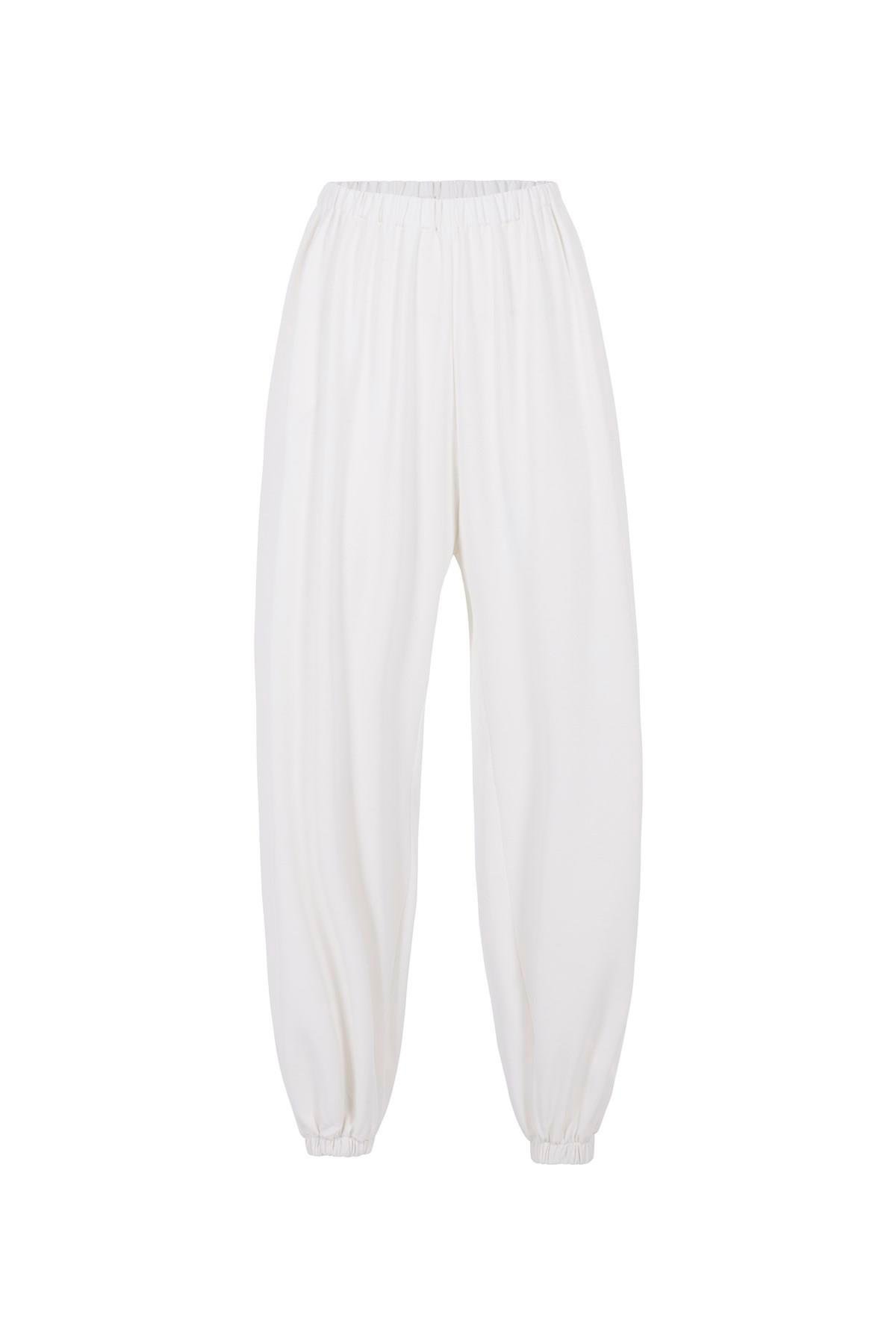 Kırık Beyaz Krep Harem Pantolon