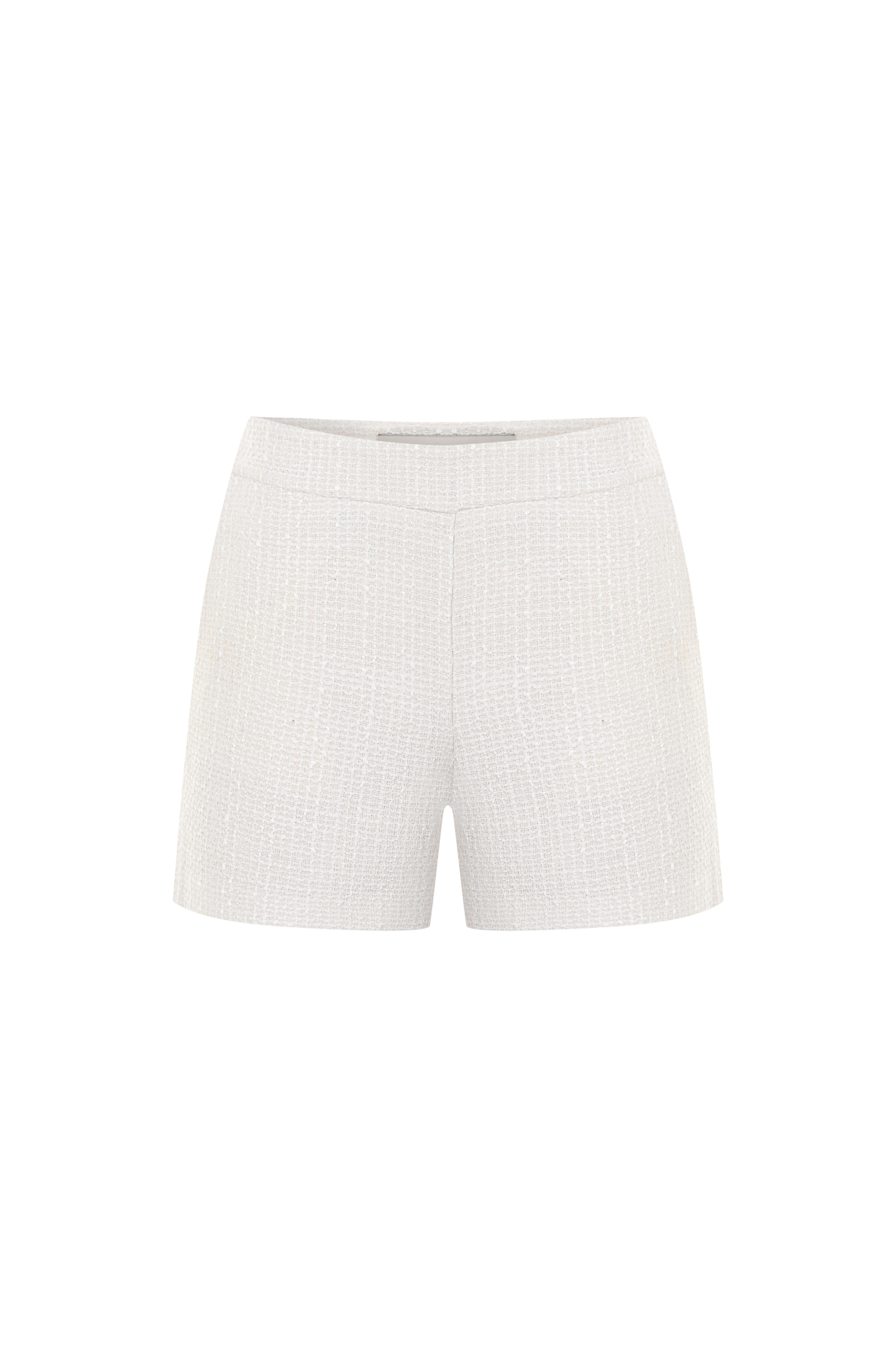 Kırık Beyaz Mini Tüvit Şort