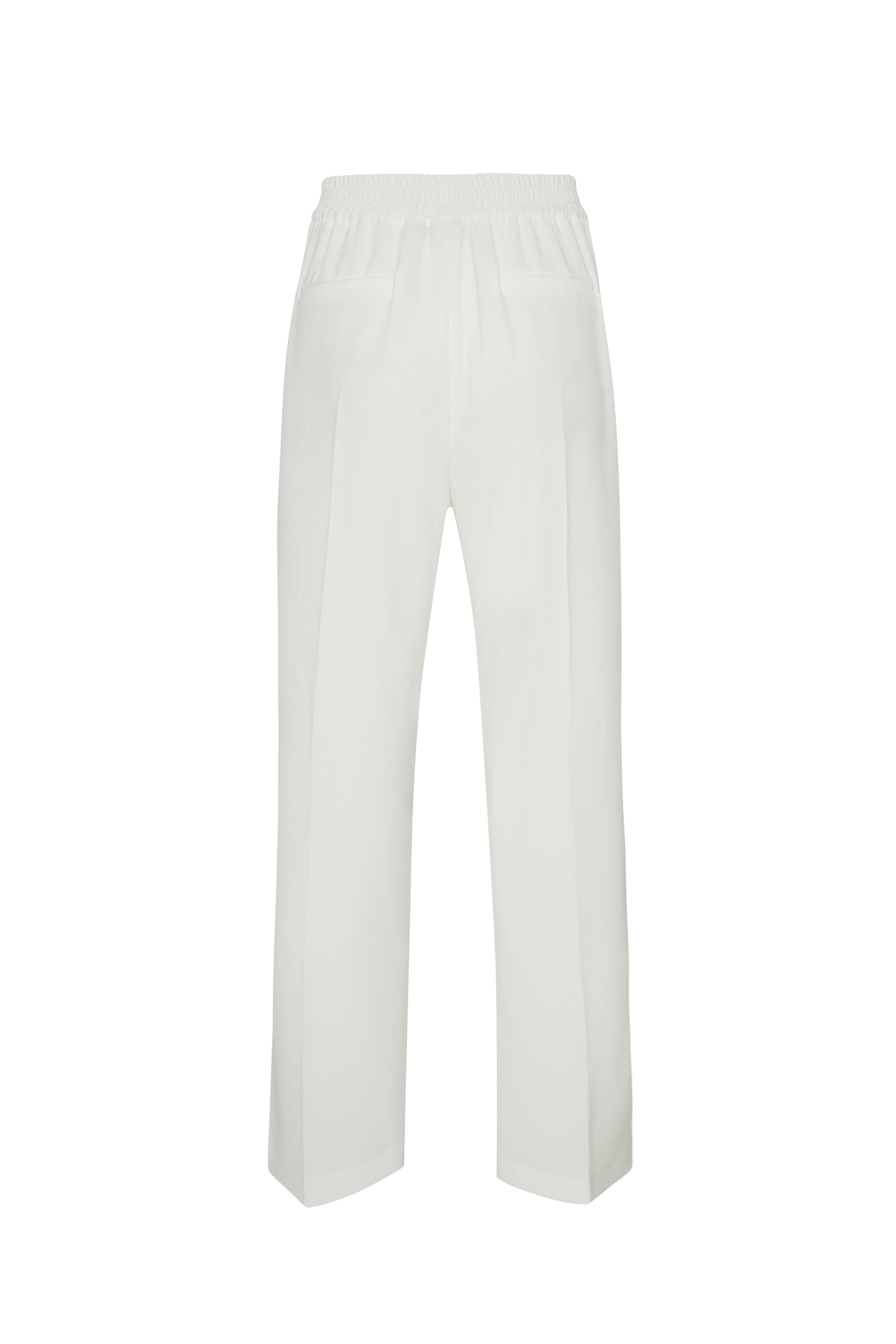 Kırık Beyaz Nervürlü Yırtmaçlı Krep Pantolon