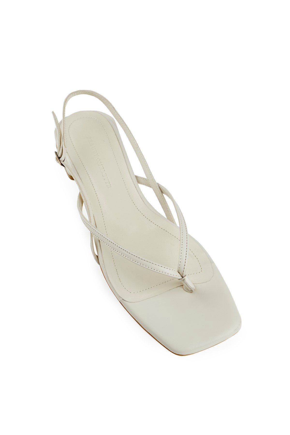 Kırık Beyaz Parmak Arası Deri Sandalet