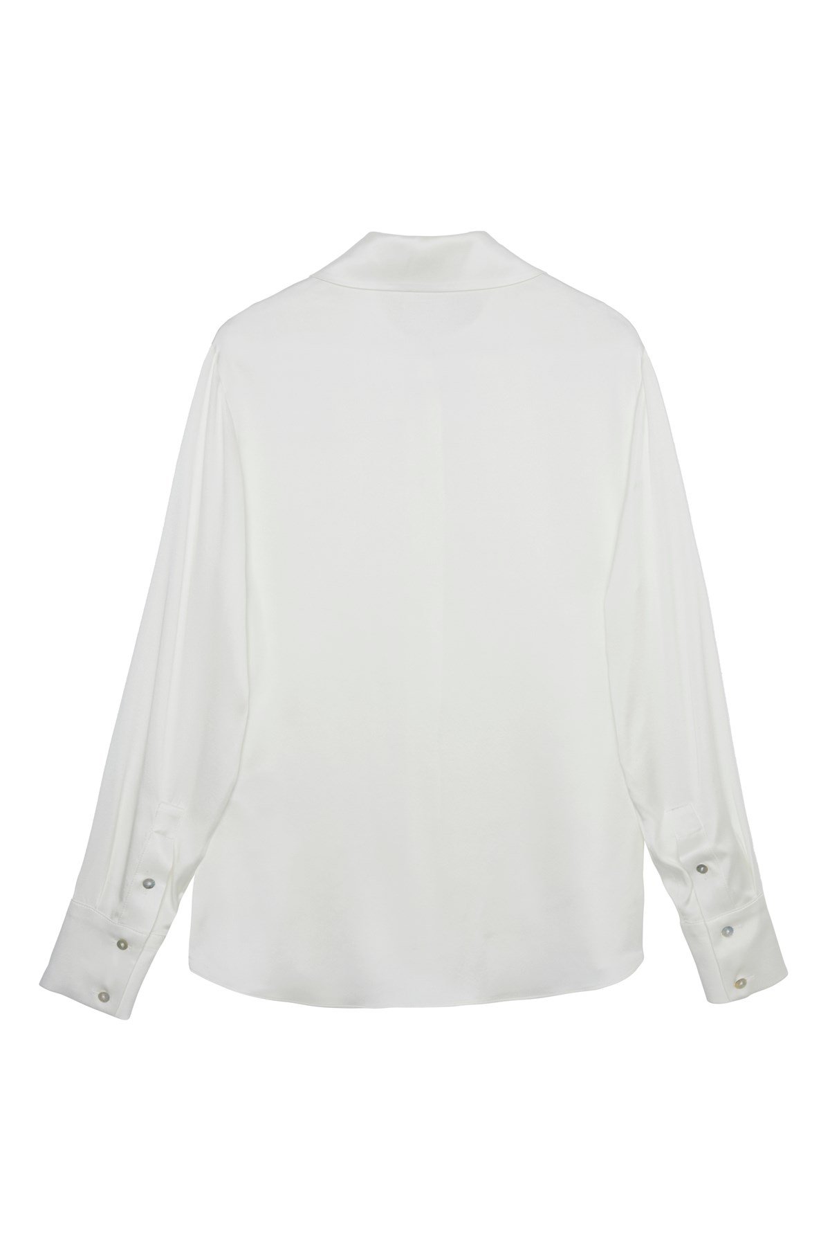 Kırık Beyaz Sivri Yaka Fitted İpek Gömlek - Special Edition