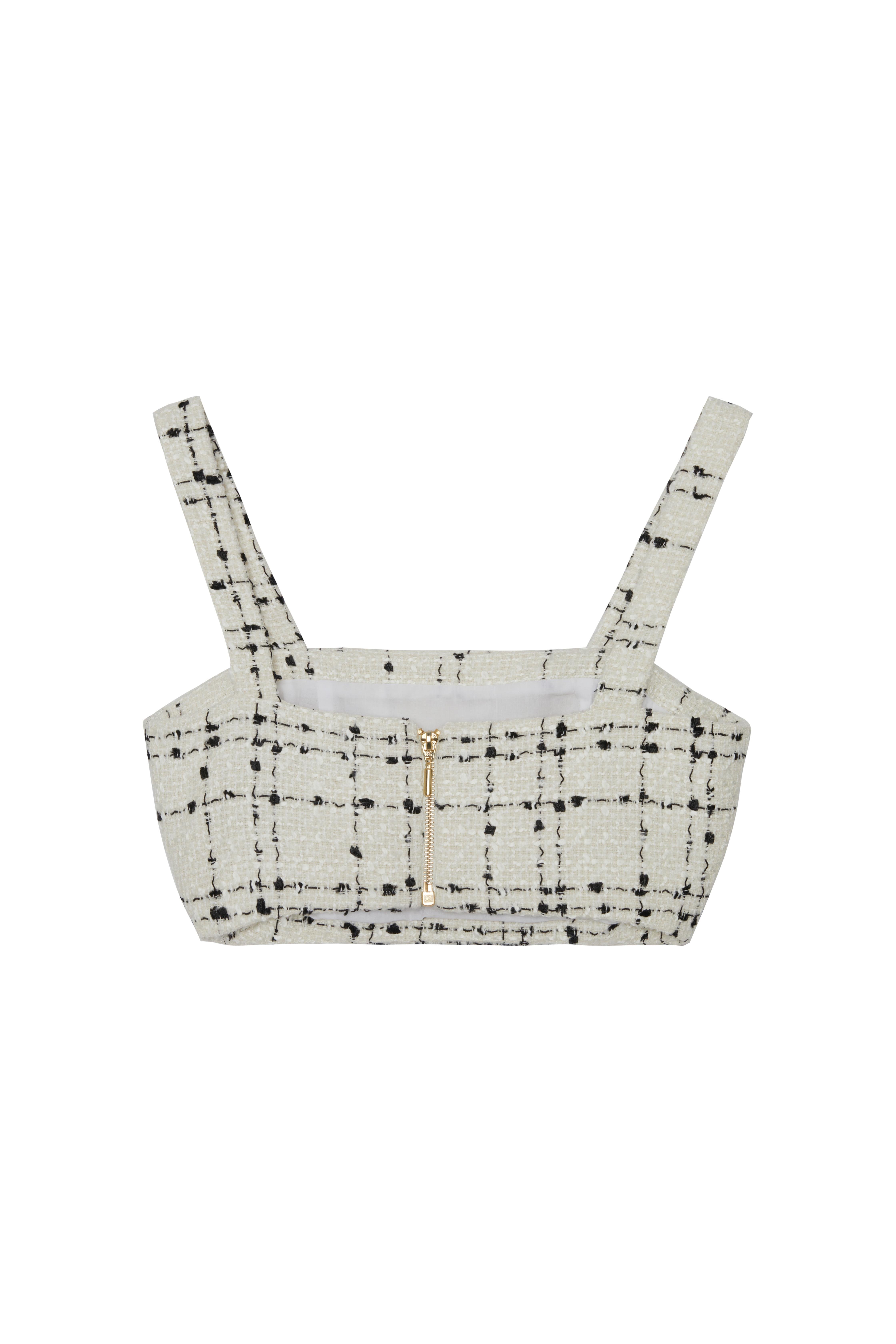 Kırık Beyaz Tüvit Crop Top