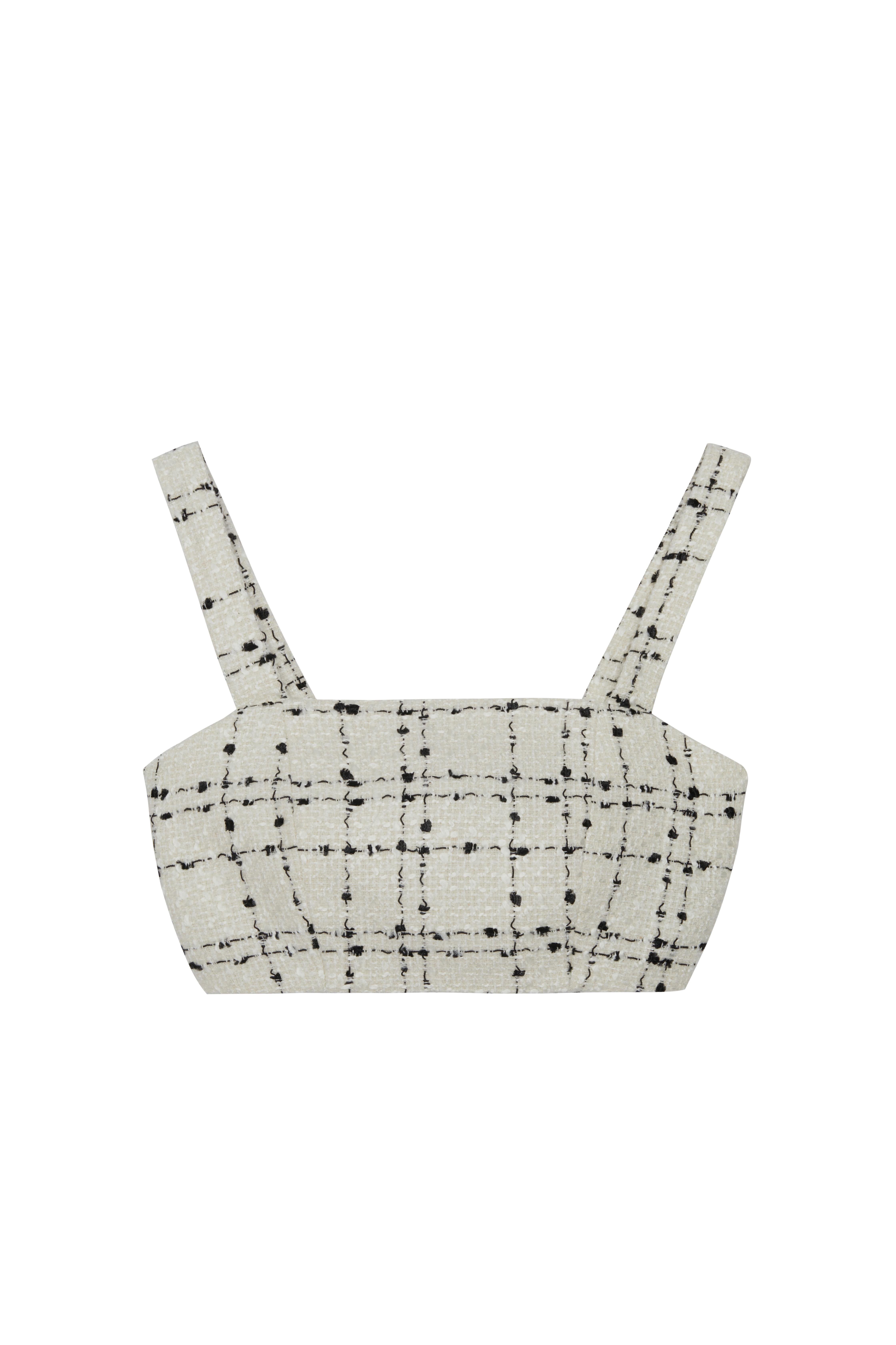 Kırık Beyaz Tüvit Crop Top