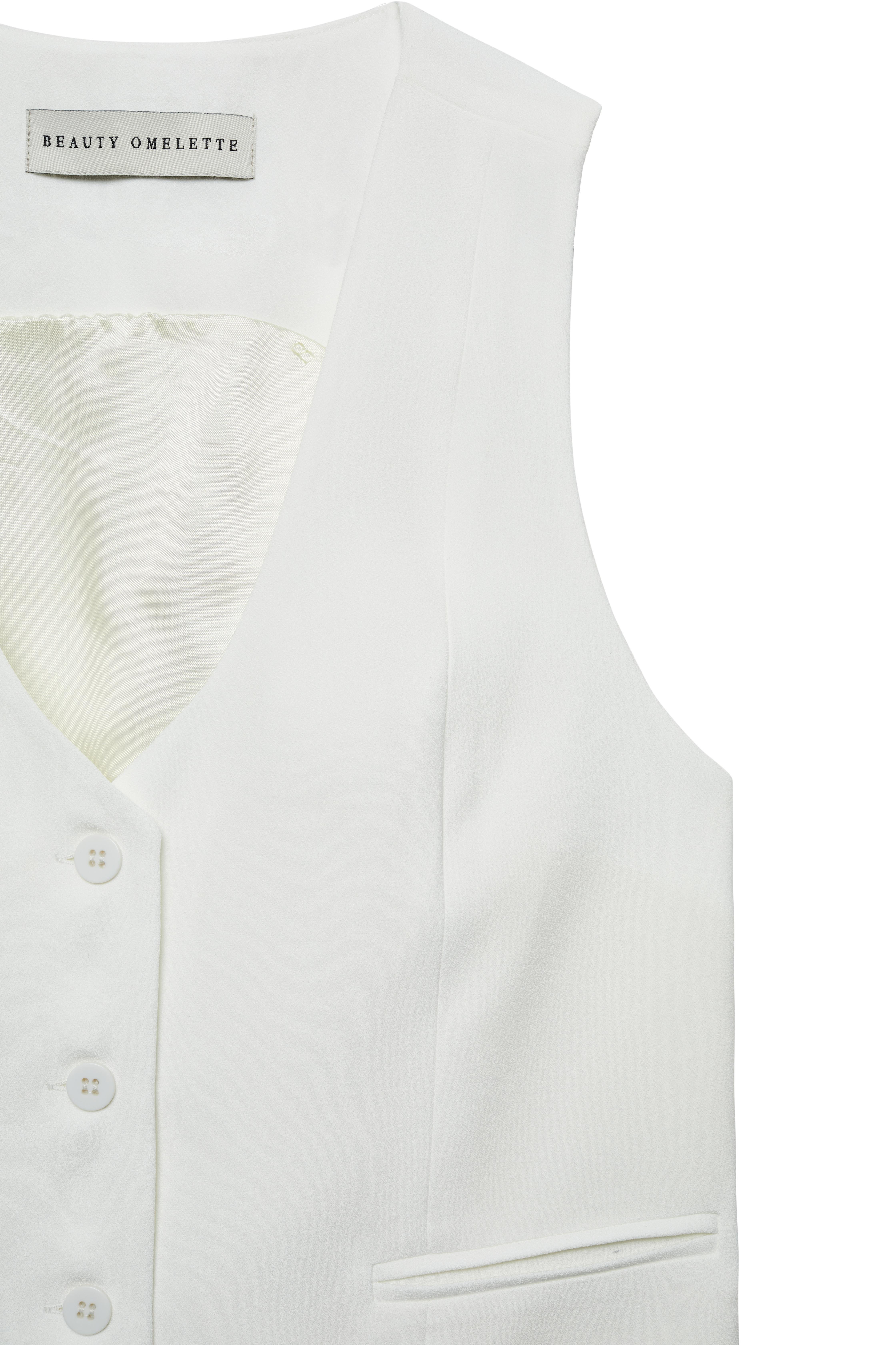Kırık Beyaz V Yaka Krep Yelek