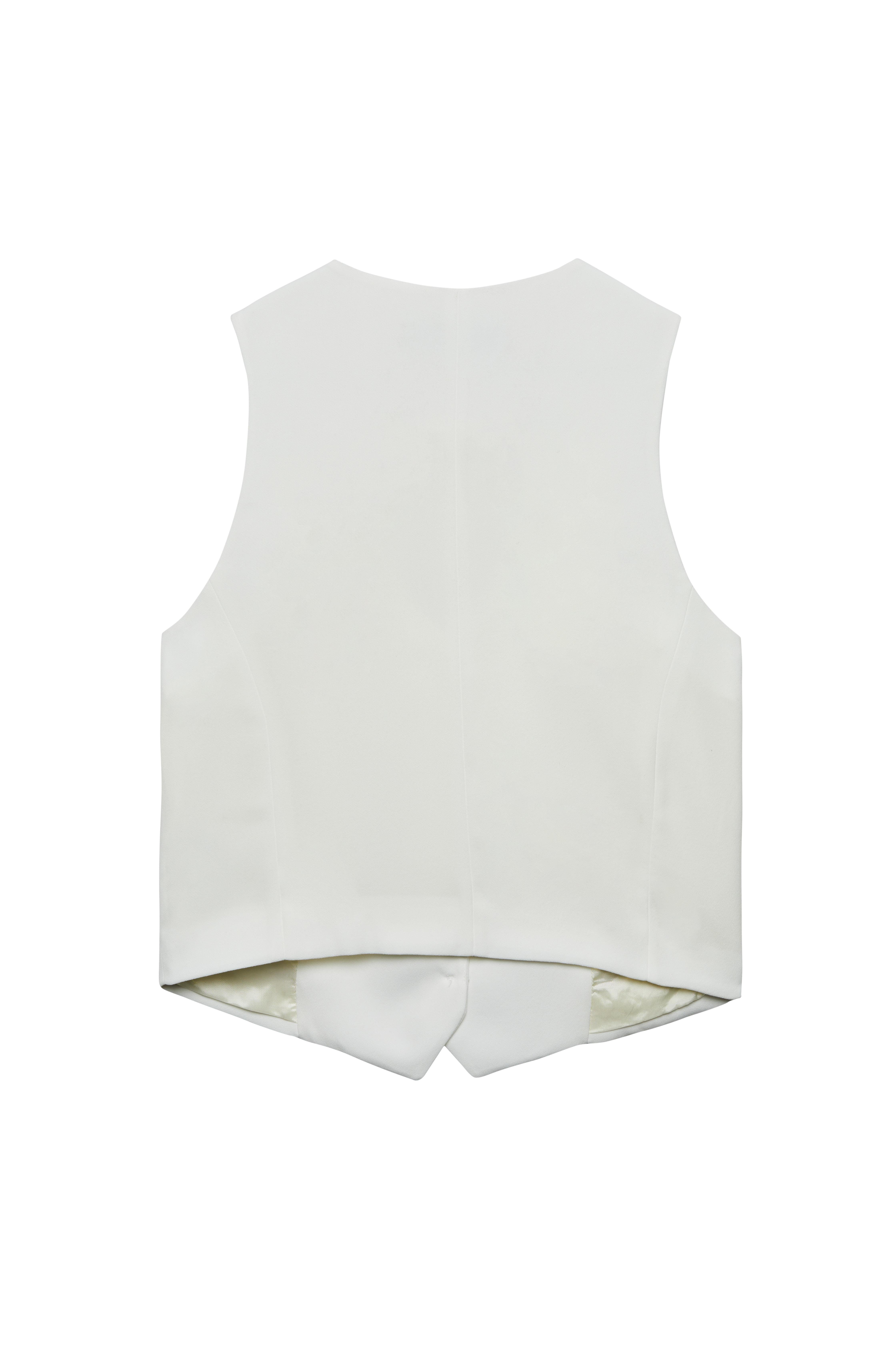 Kırık Beyaz V Yaka Krep Yelek