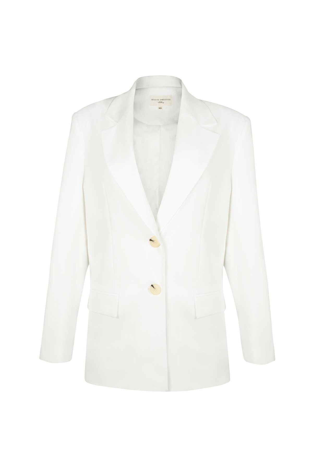 Kırık Beyaz Vatkalı Düz Kesim Oversize Blazer