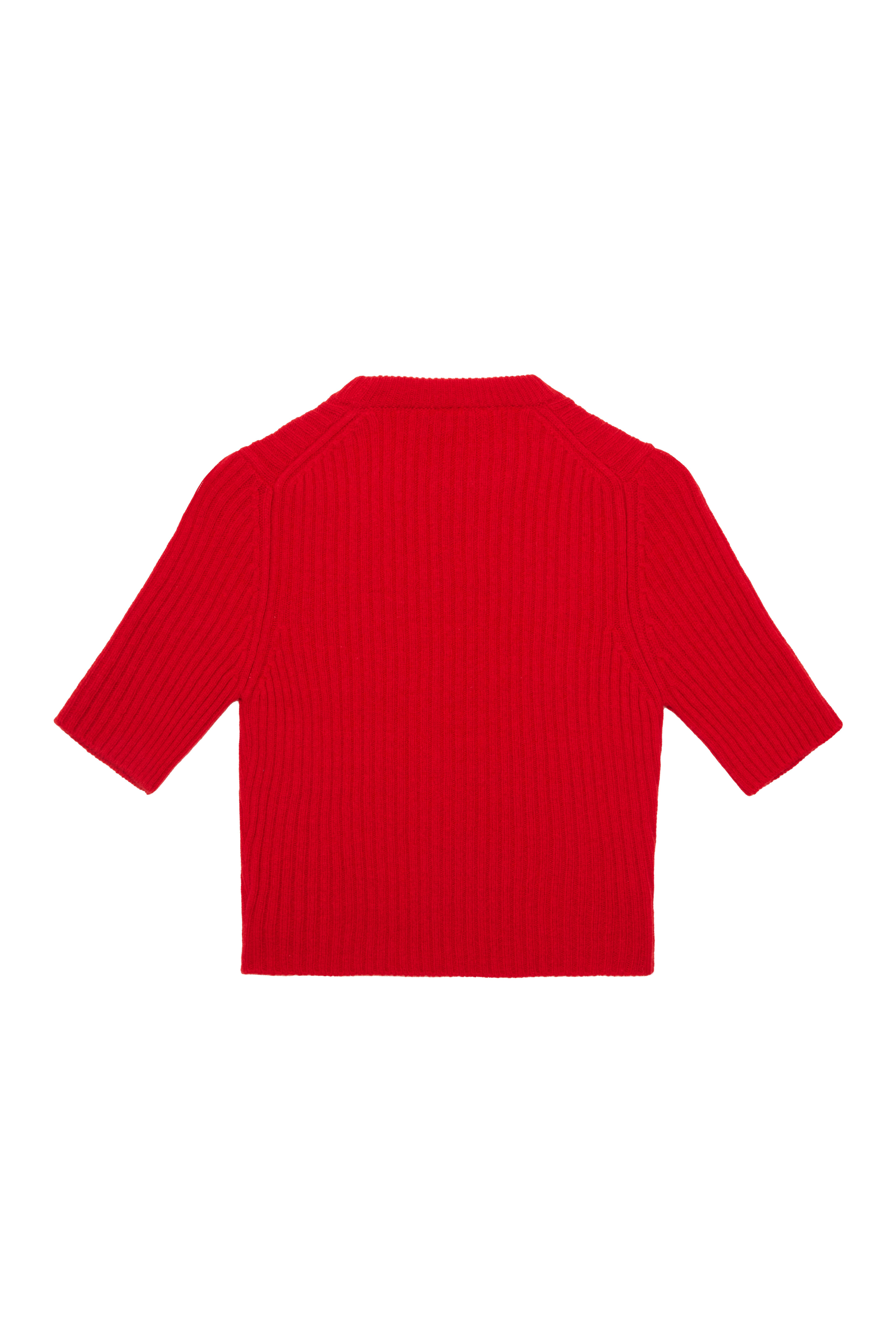 Kırmızı %100 Kaşmir Kısa Kol Kazak - Exclusive Collection