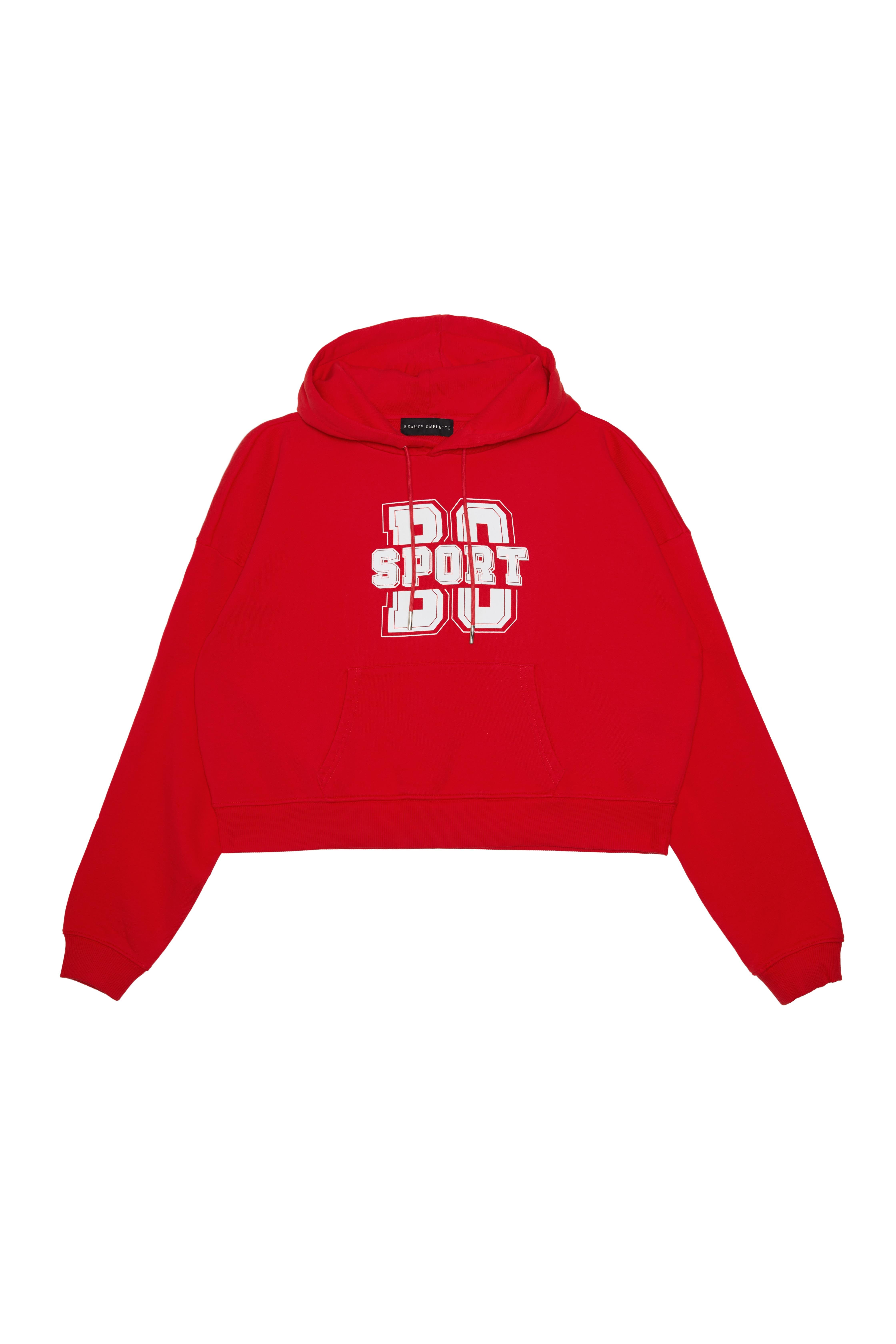 Kırmızı BO Sport Crop Hoodıe