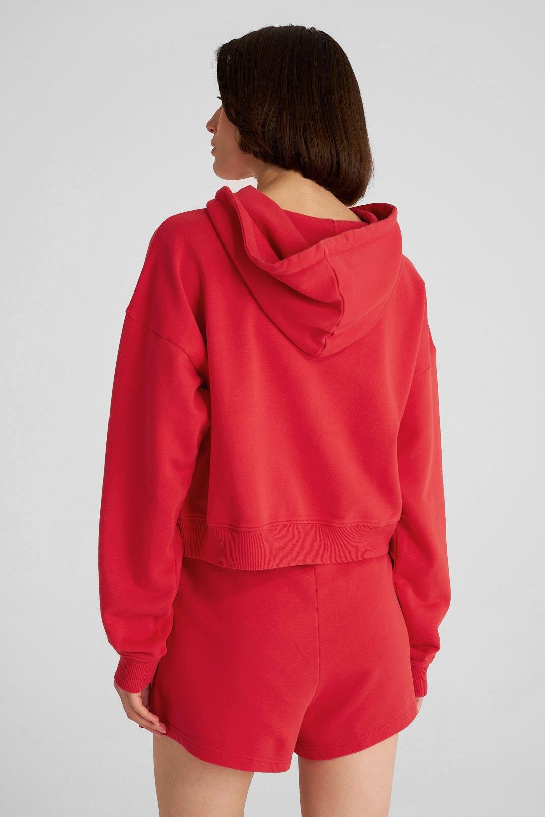 Kırmızı BO Sport Crop Hoodıe