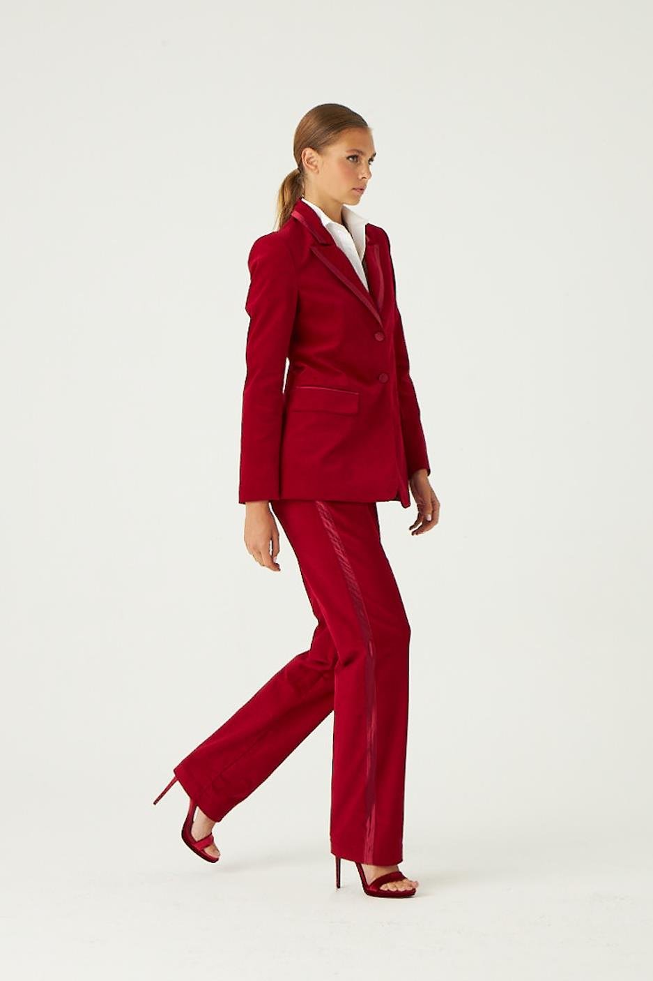 Kırmızı Kadife Takım Pantolon - Exclusive Collection