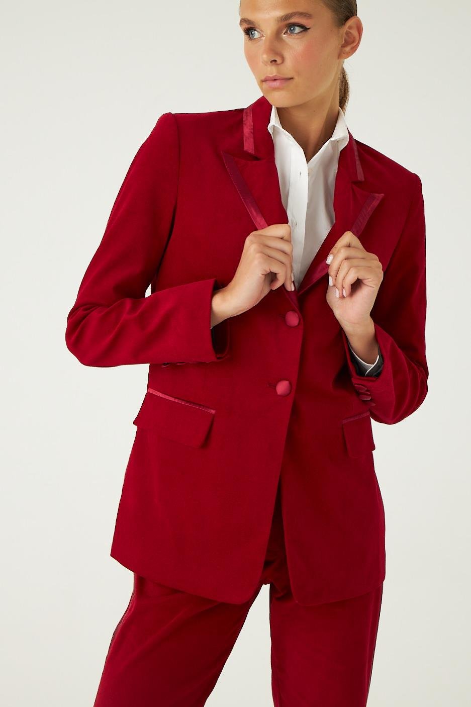 Kırmızı Kadife Takım Pantolon - Exclusive Collection