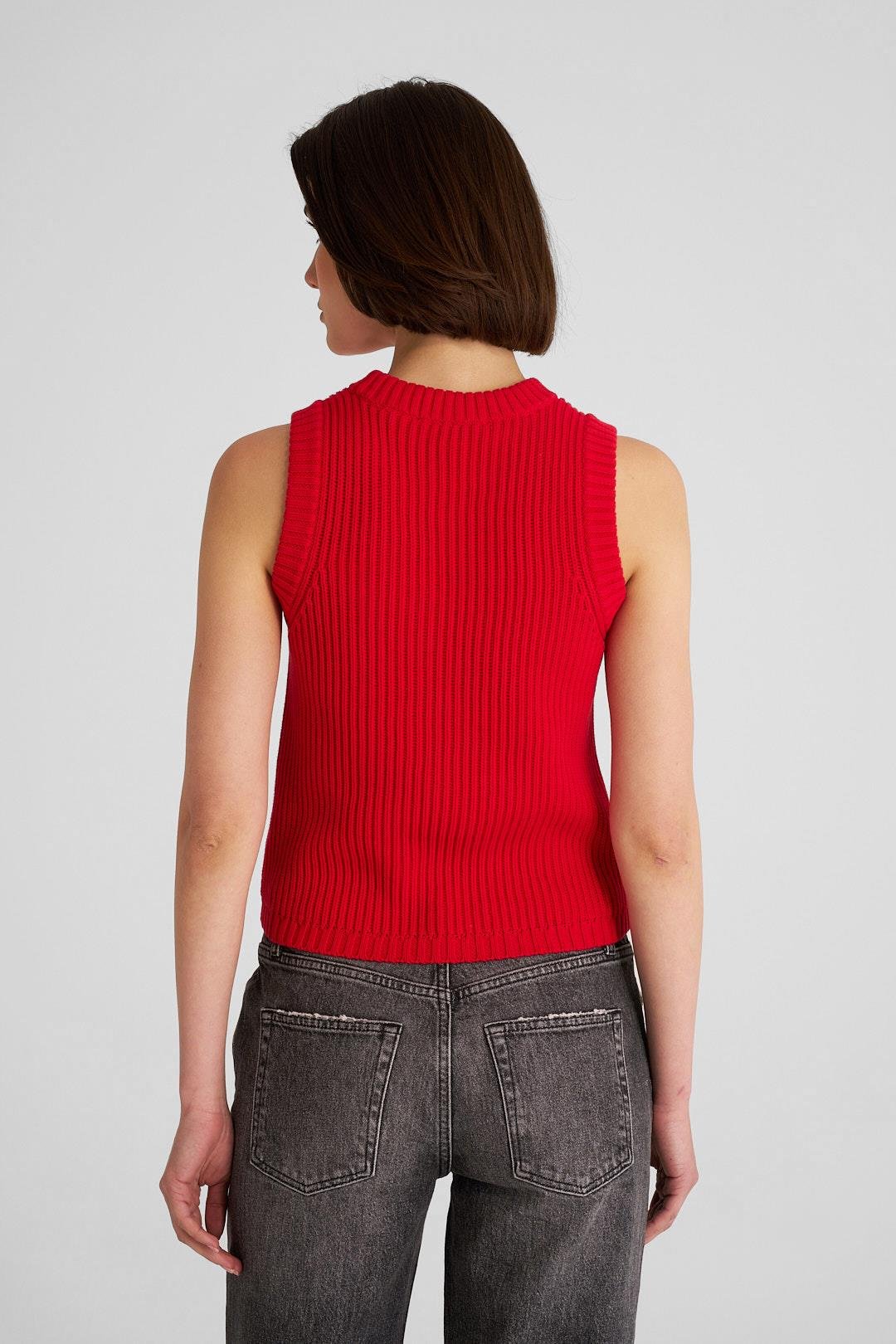 Kırmızı Merserize Bisiklet Yaka Süveter