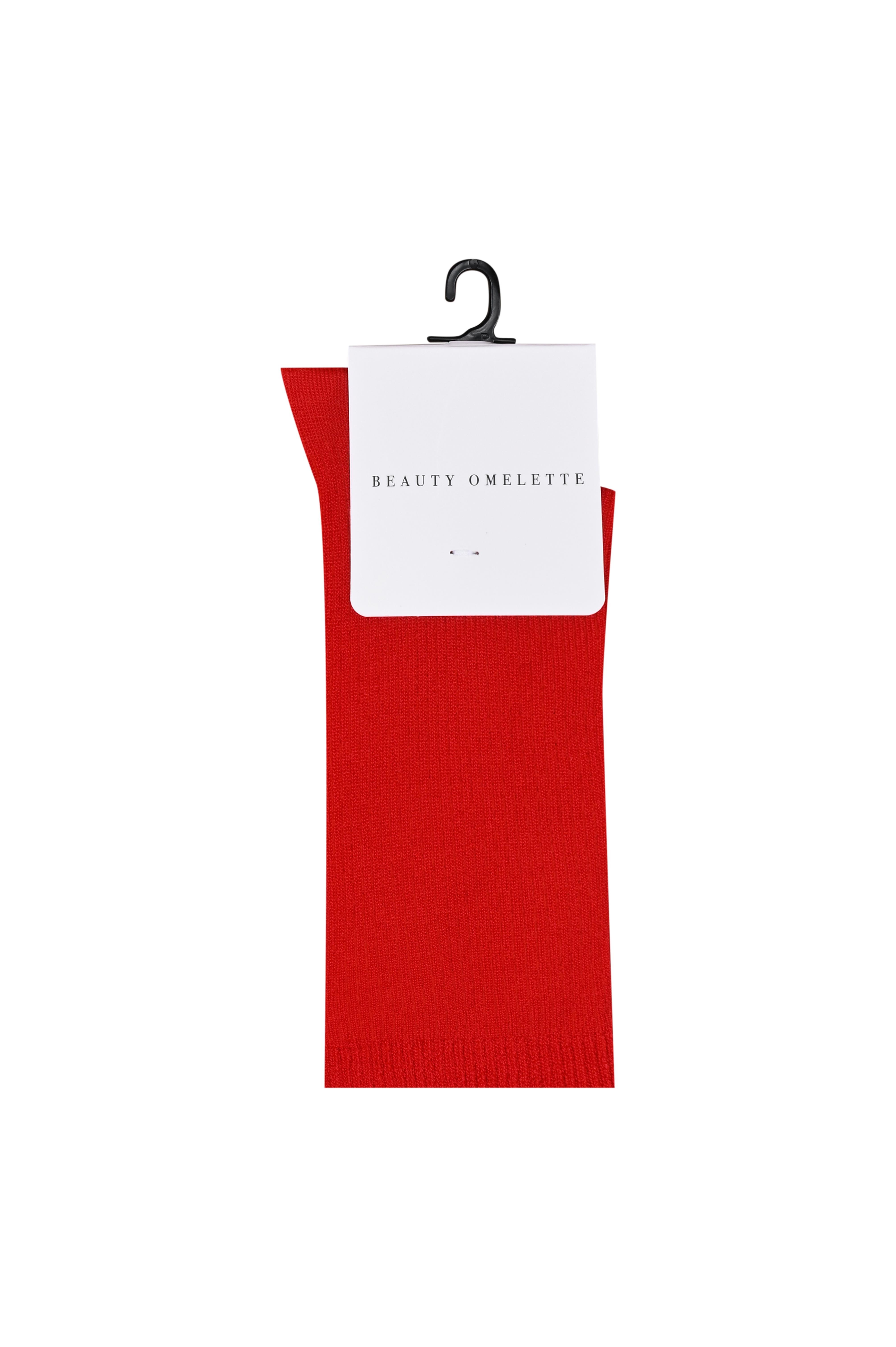 Kırmızı Ribli Floş Çorap