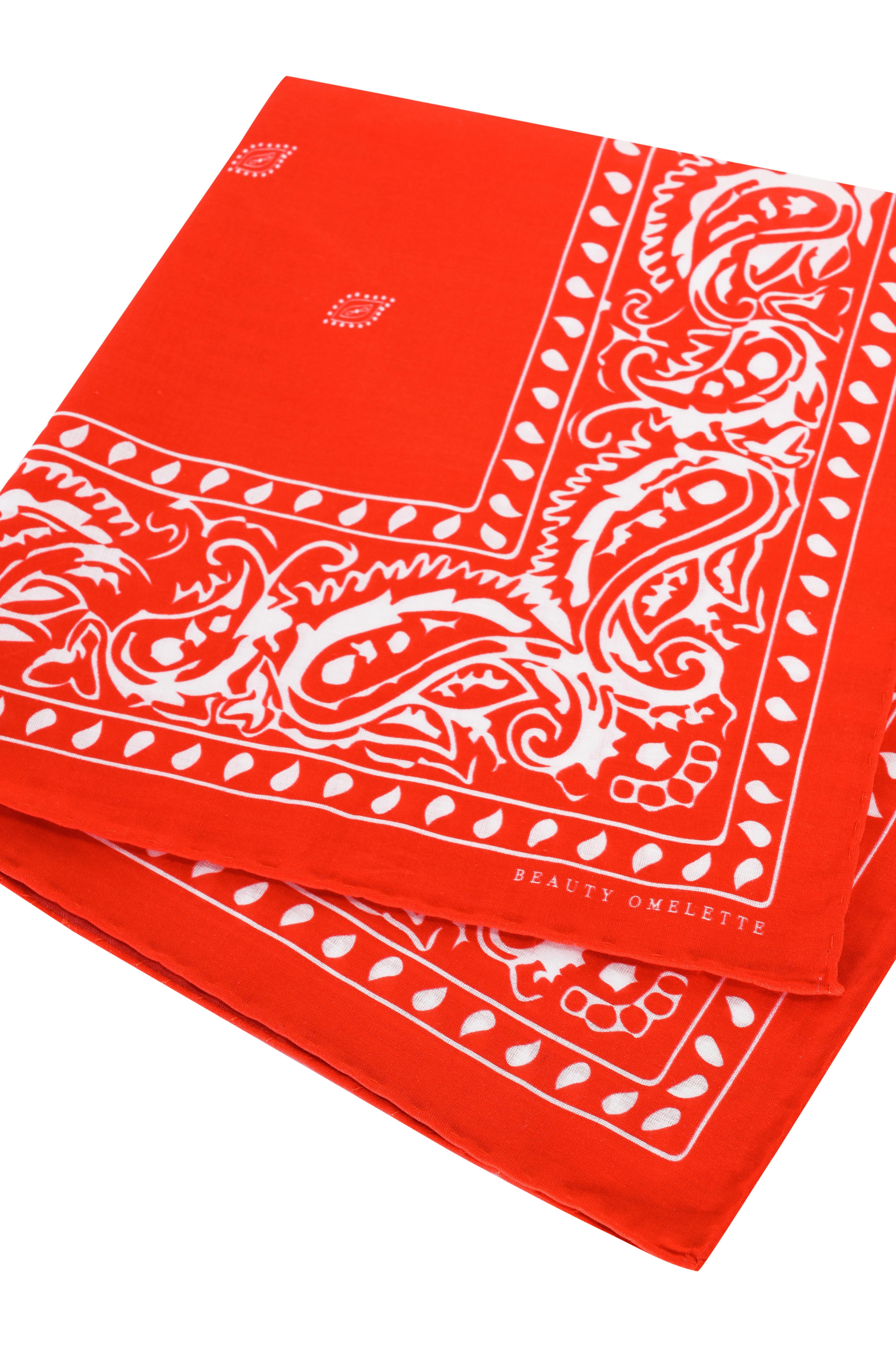 Kırmızı Şal Desen 55x55 Pamuk Fular