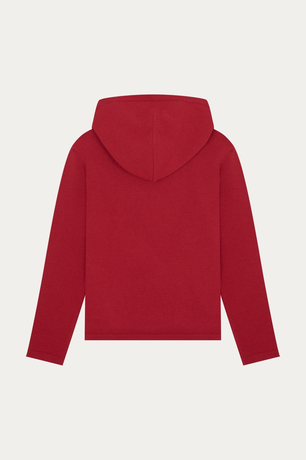 Kırmızı Yün Karışımlı Hoodie Triko Sweat