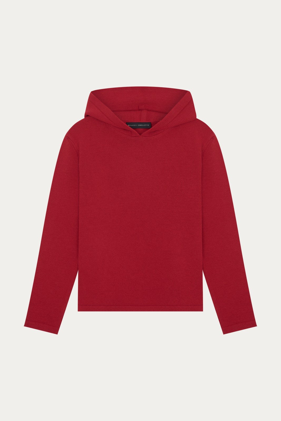 Kırmızı Yün Karışımlı Hoodie Triko Sweat