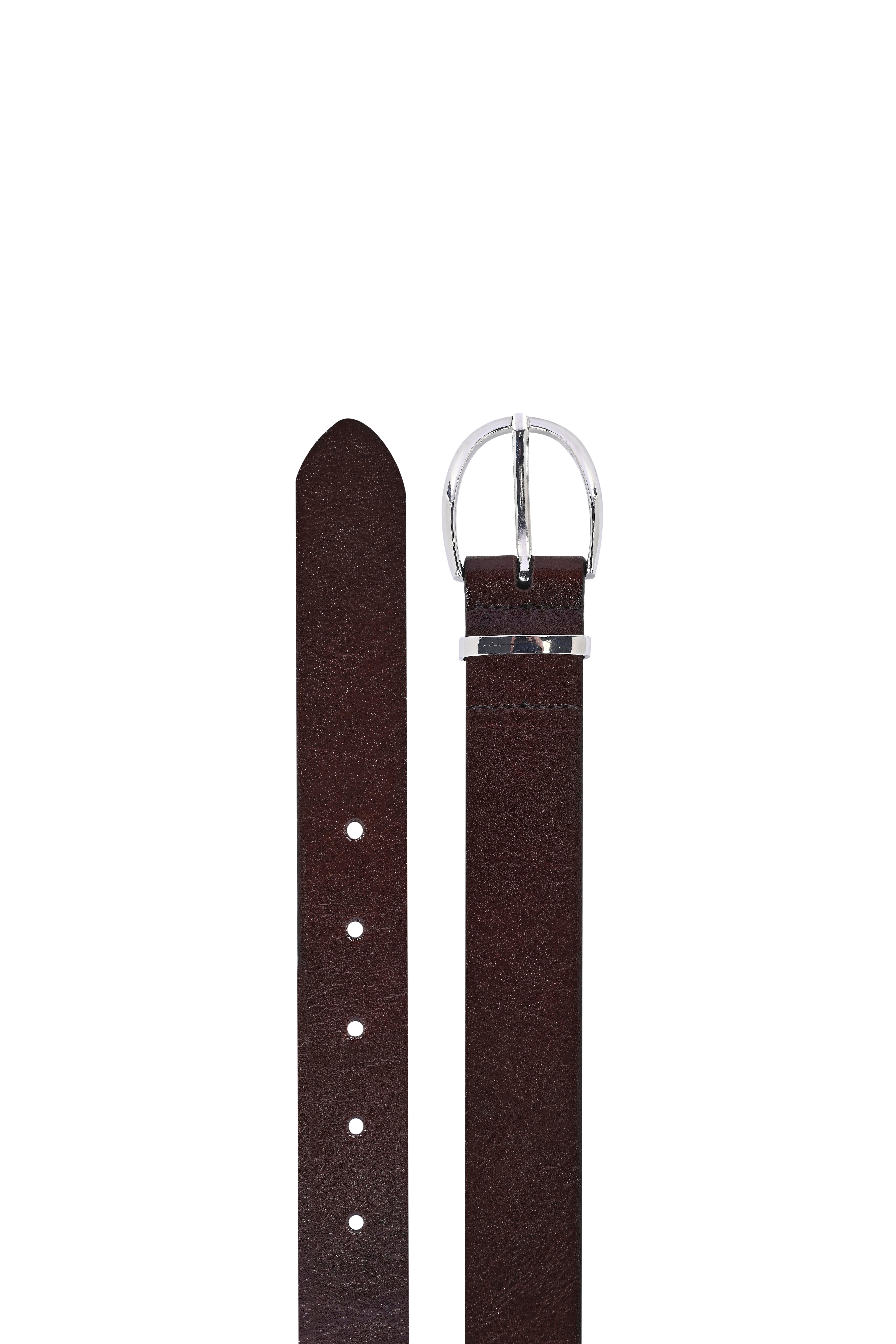 Kızıl Kahve Çift tokalı Deri Kemer