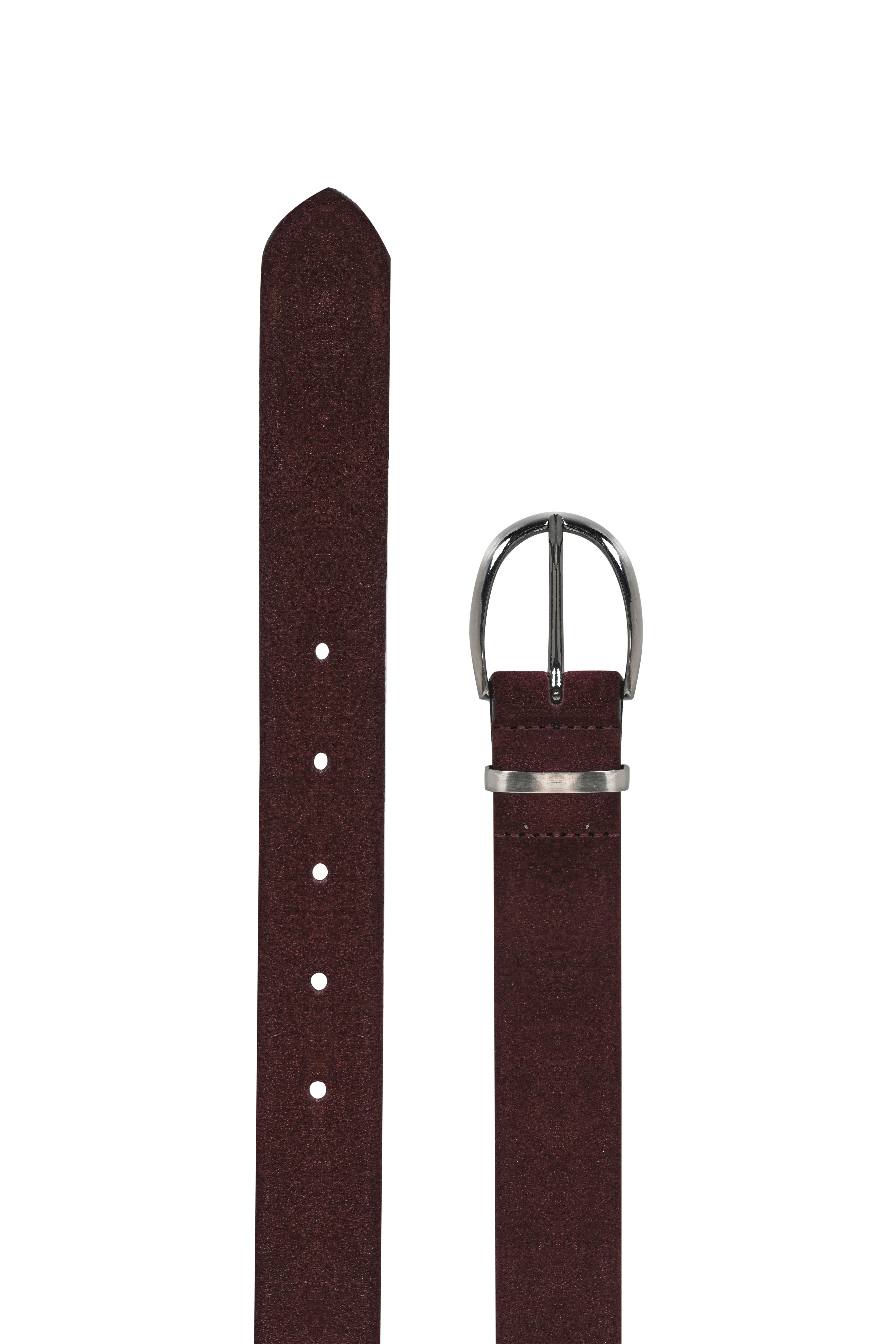 Kızıl Kahve Çift tokalı Süet Kemer