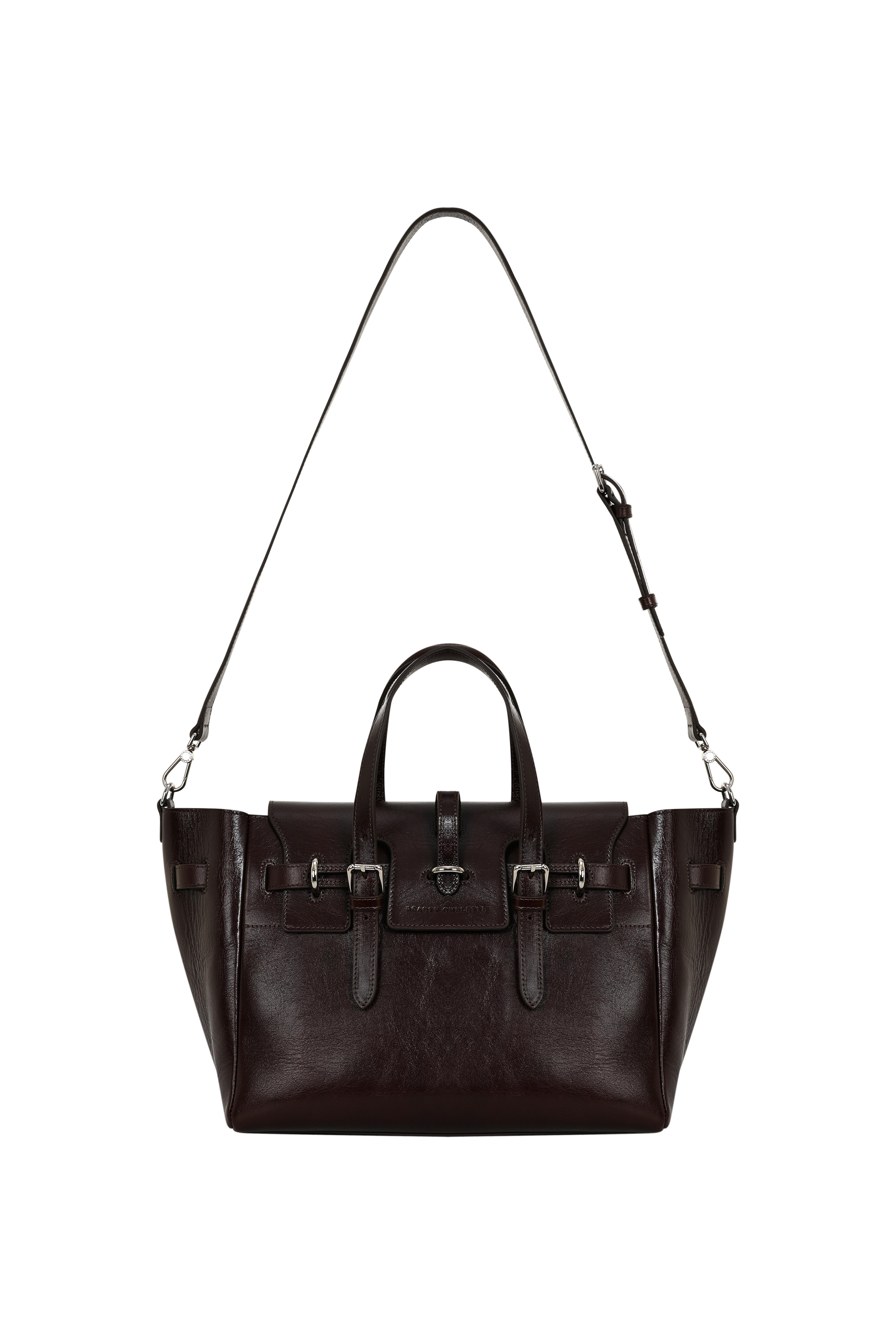 Kızıl Kahve Gabrielle Kırık Efektli Deri Day Bag Silver