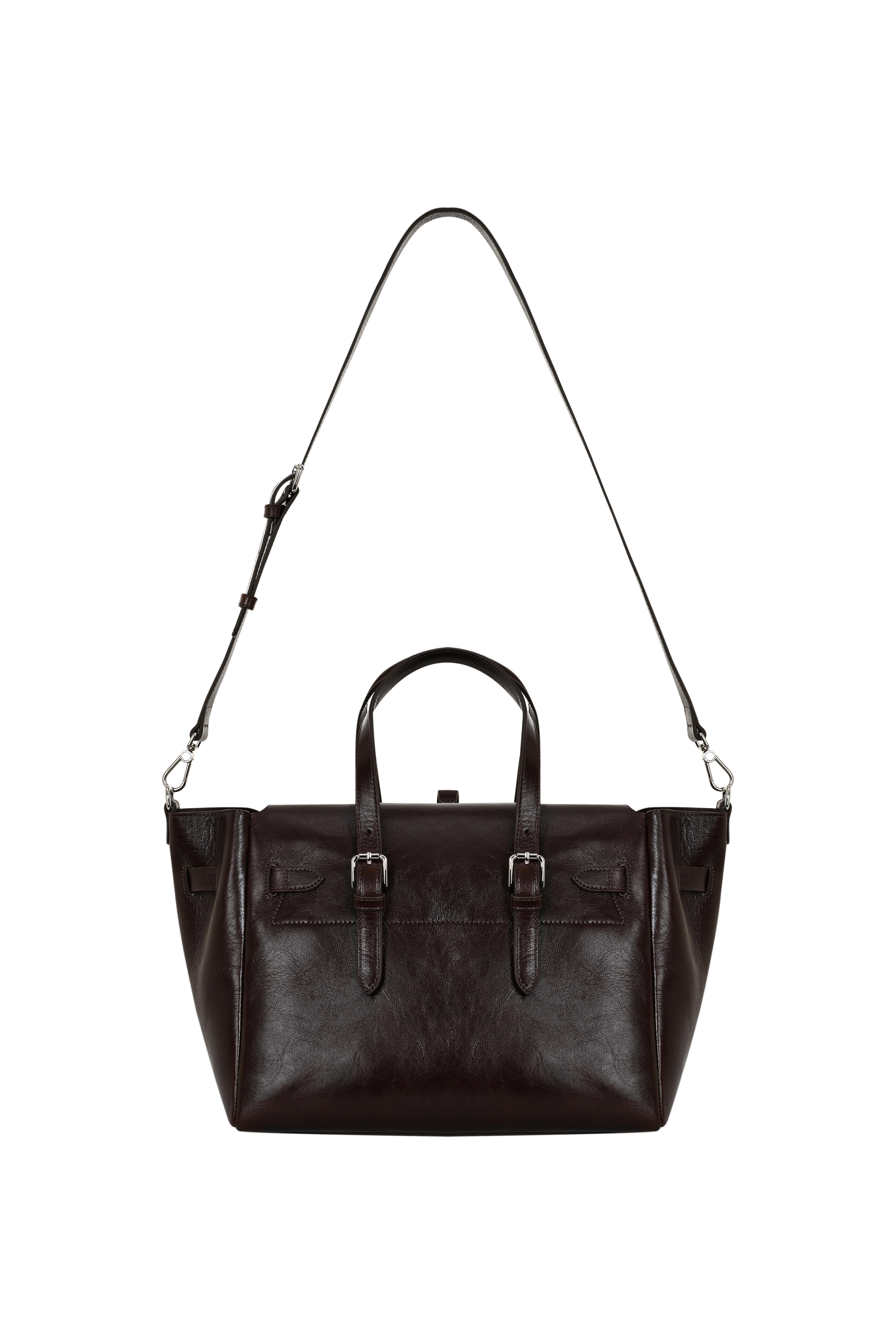 Kızıl Kahve Gabrielle Kırık Efektli Deri Day Bag Silver