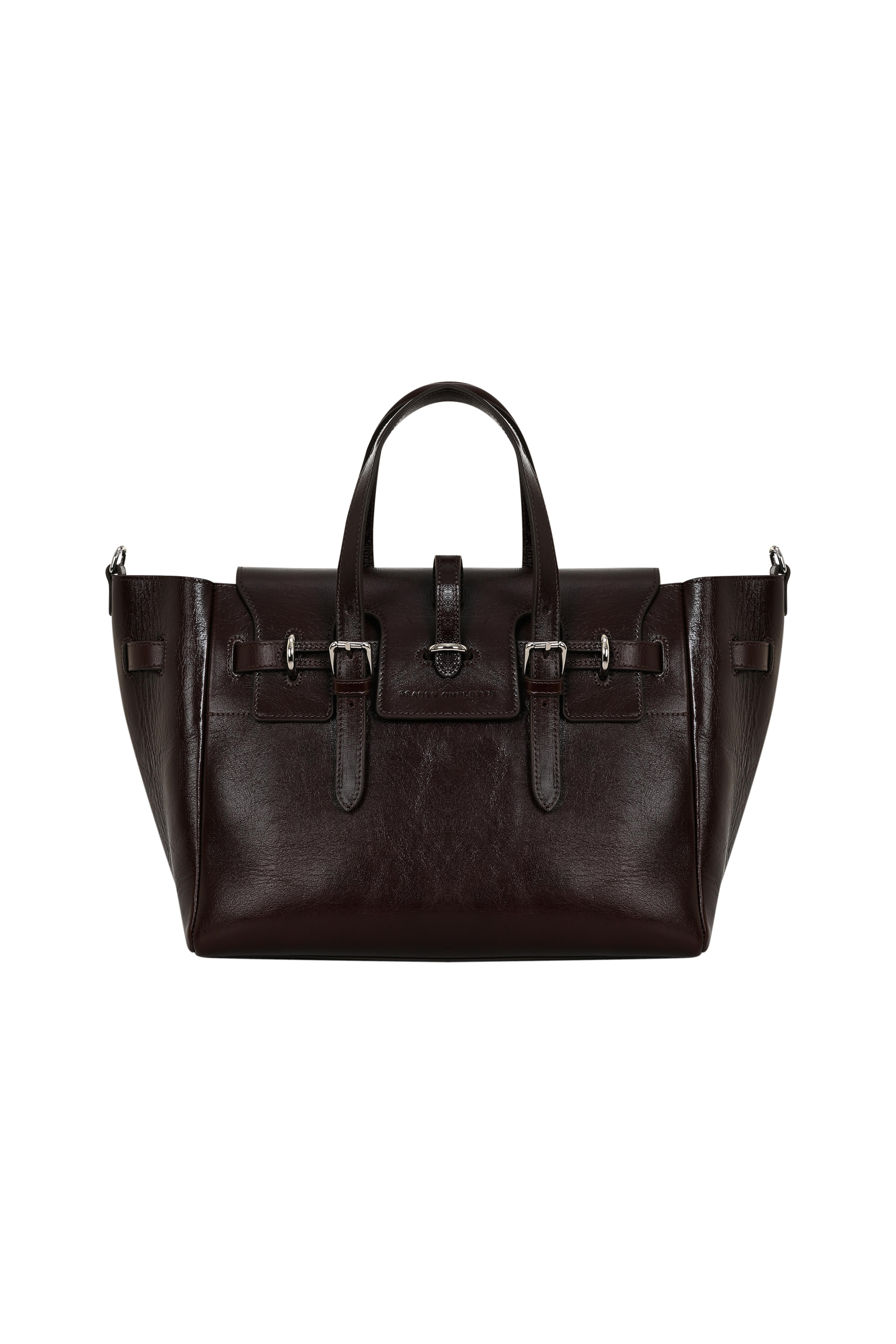 Kızıl Kahve Gabrielle Kırık Efektli Deri Day Bag Silver