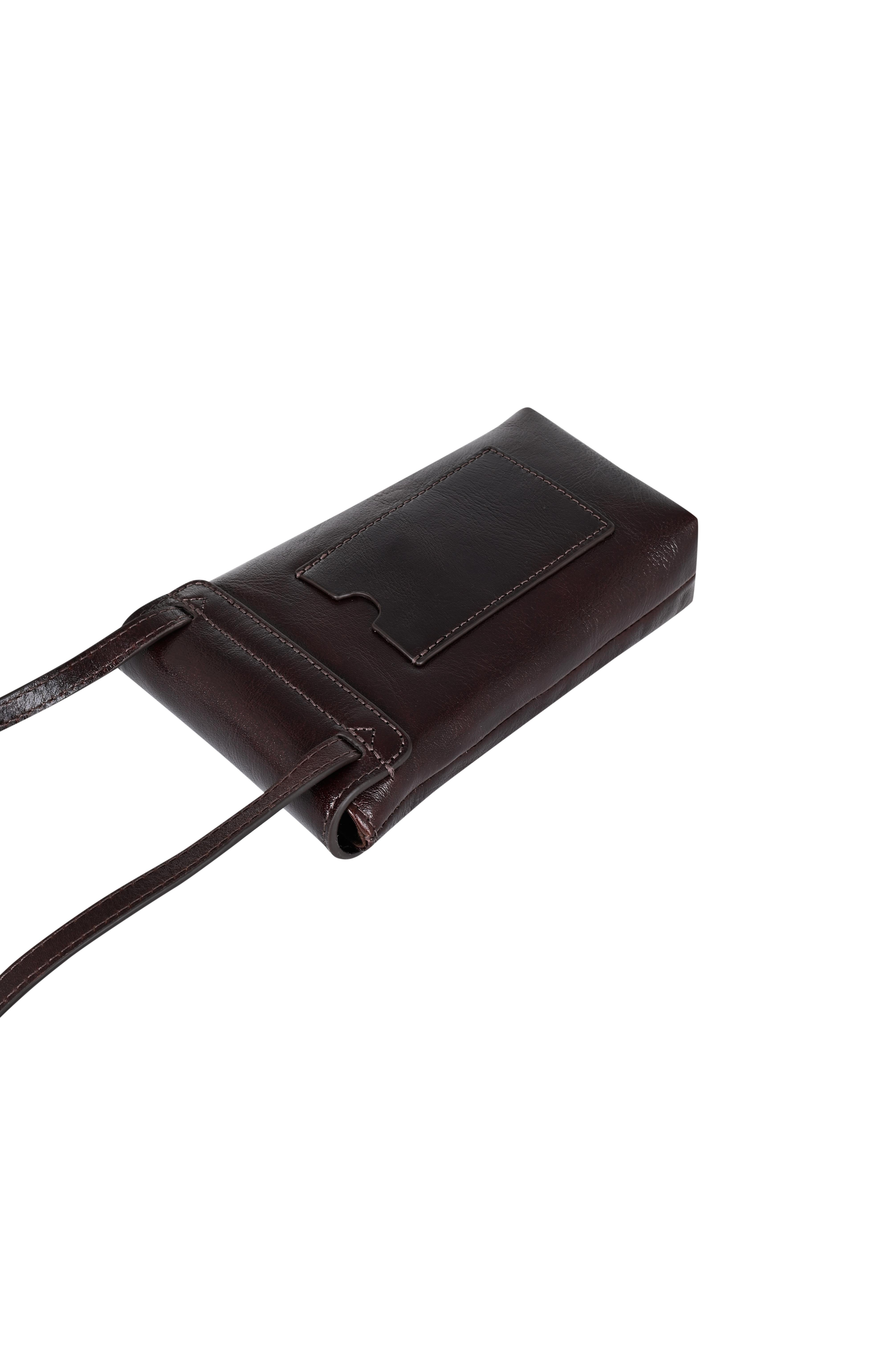 Kızıl Kahve Kırık Efektli Deri Mini Çapraz Askılı Çanta