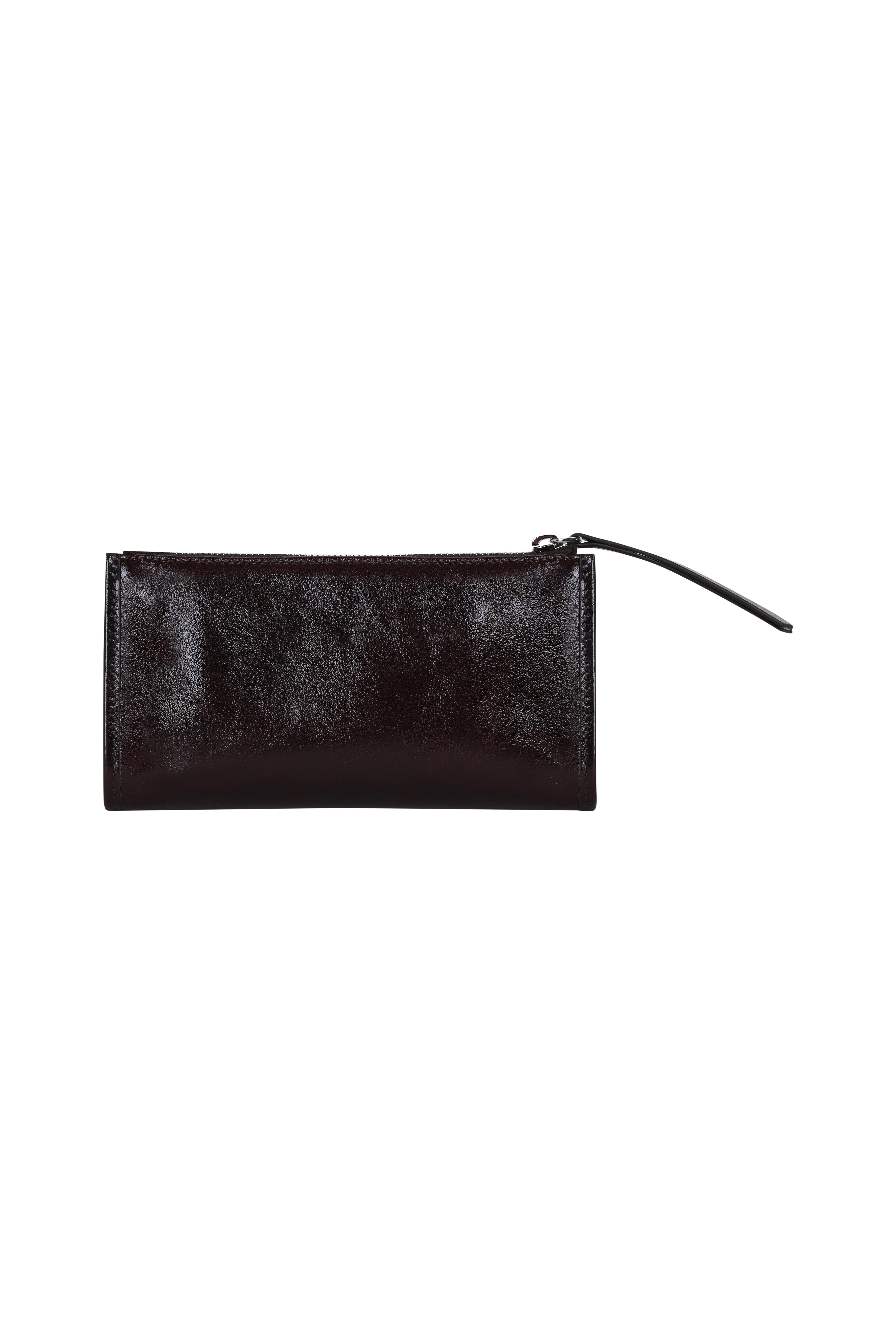Kızıl Kahve Kırık Efektli Deri Wallet Clutch