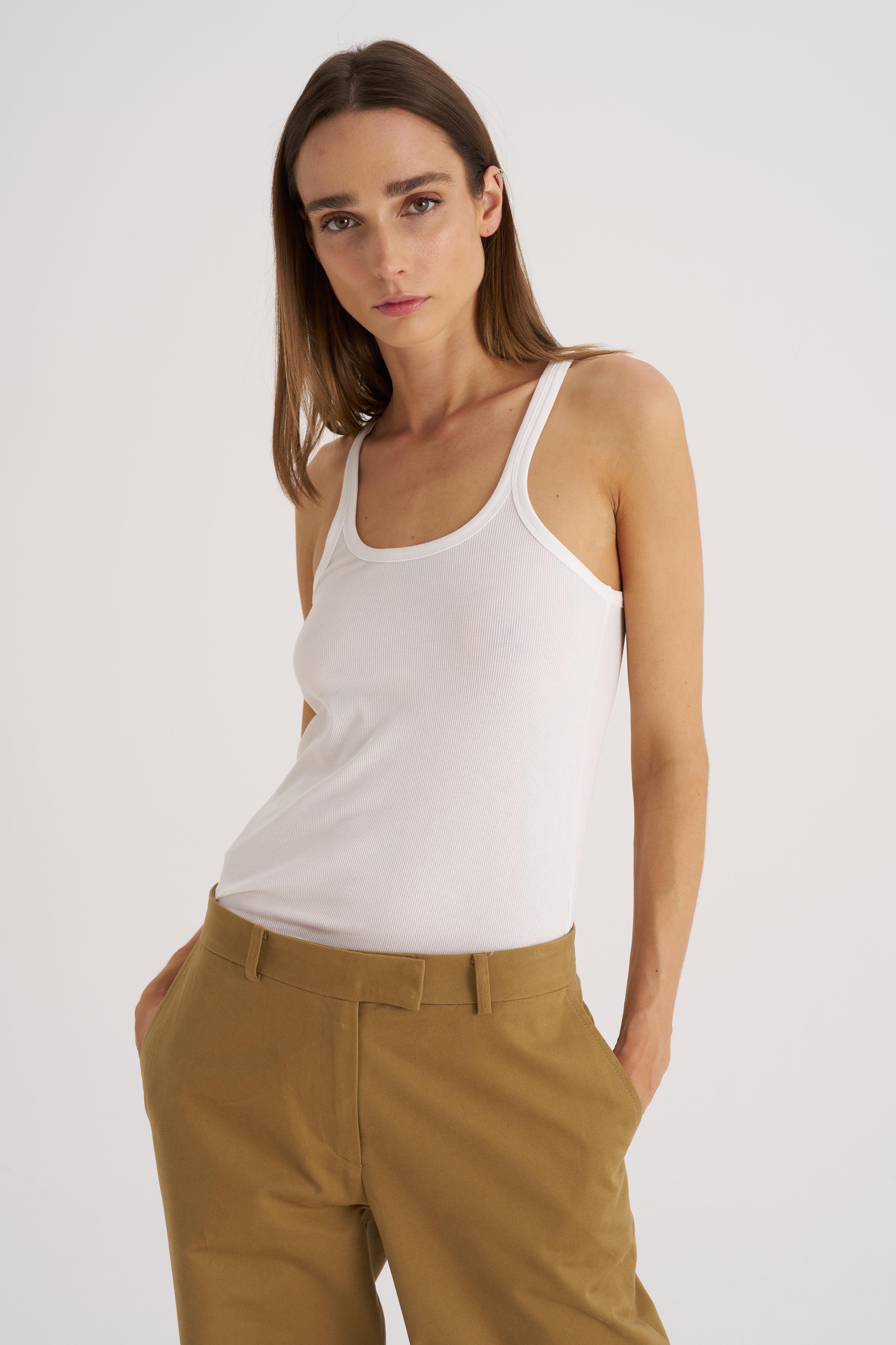 Koyu Camel Düz Kesim Gabardin Pantolon