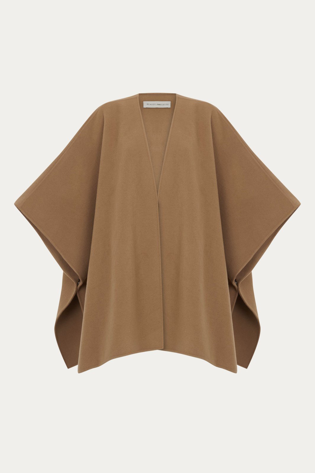 Koyu Camel Yanları Çıtçıt Detaylı Yün Pelerin