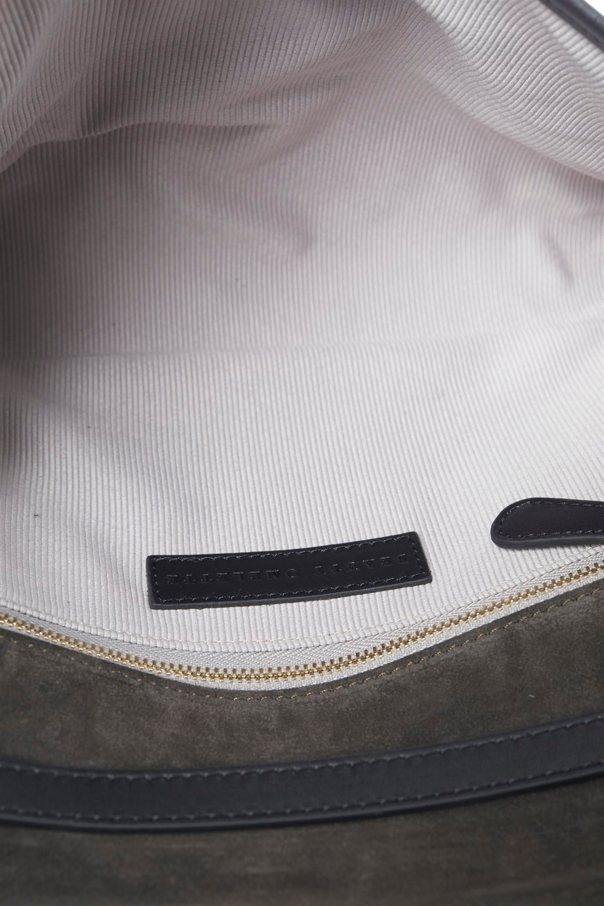 Koyu Duman Süet Clutch Bag