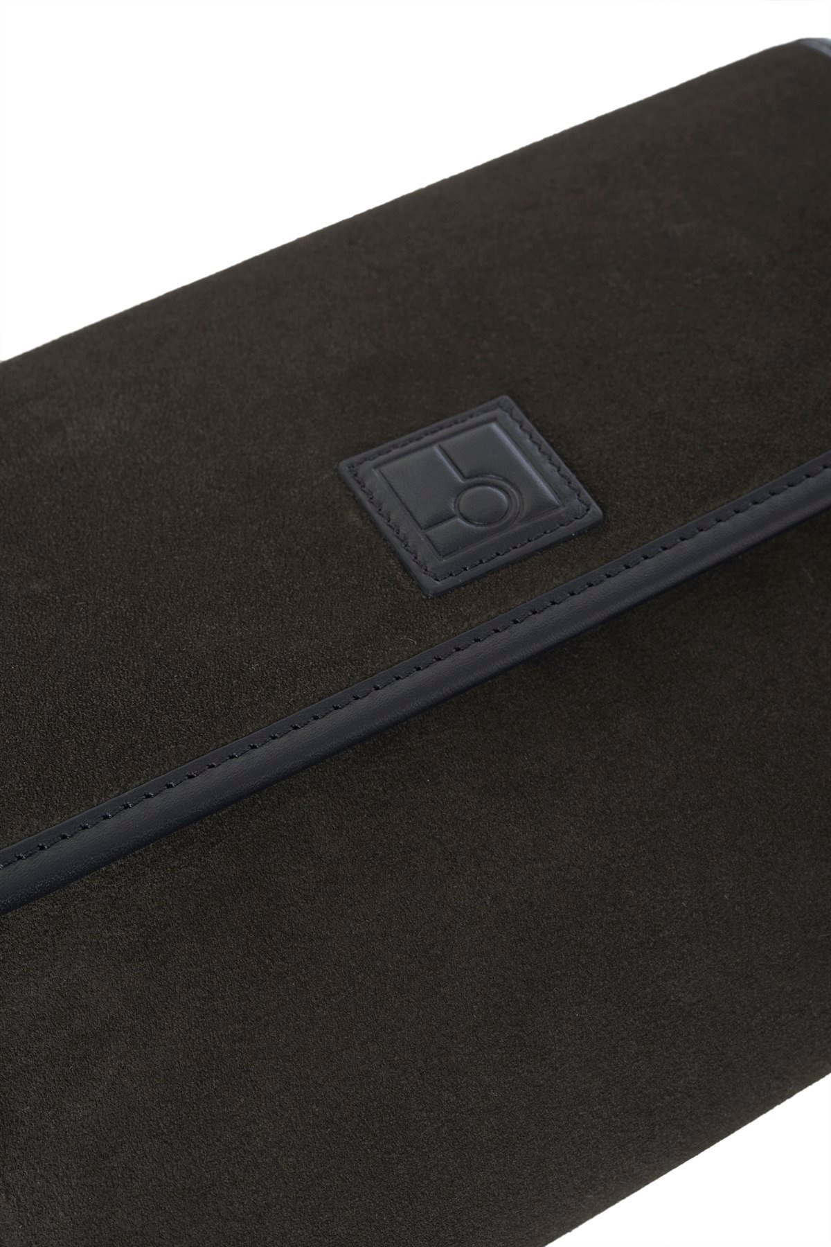 Koyu Duman Süet Clutch Bag