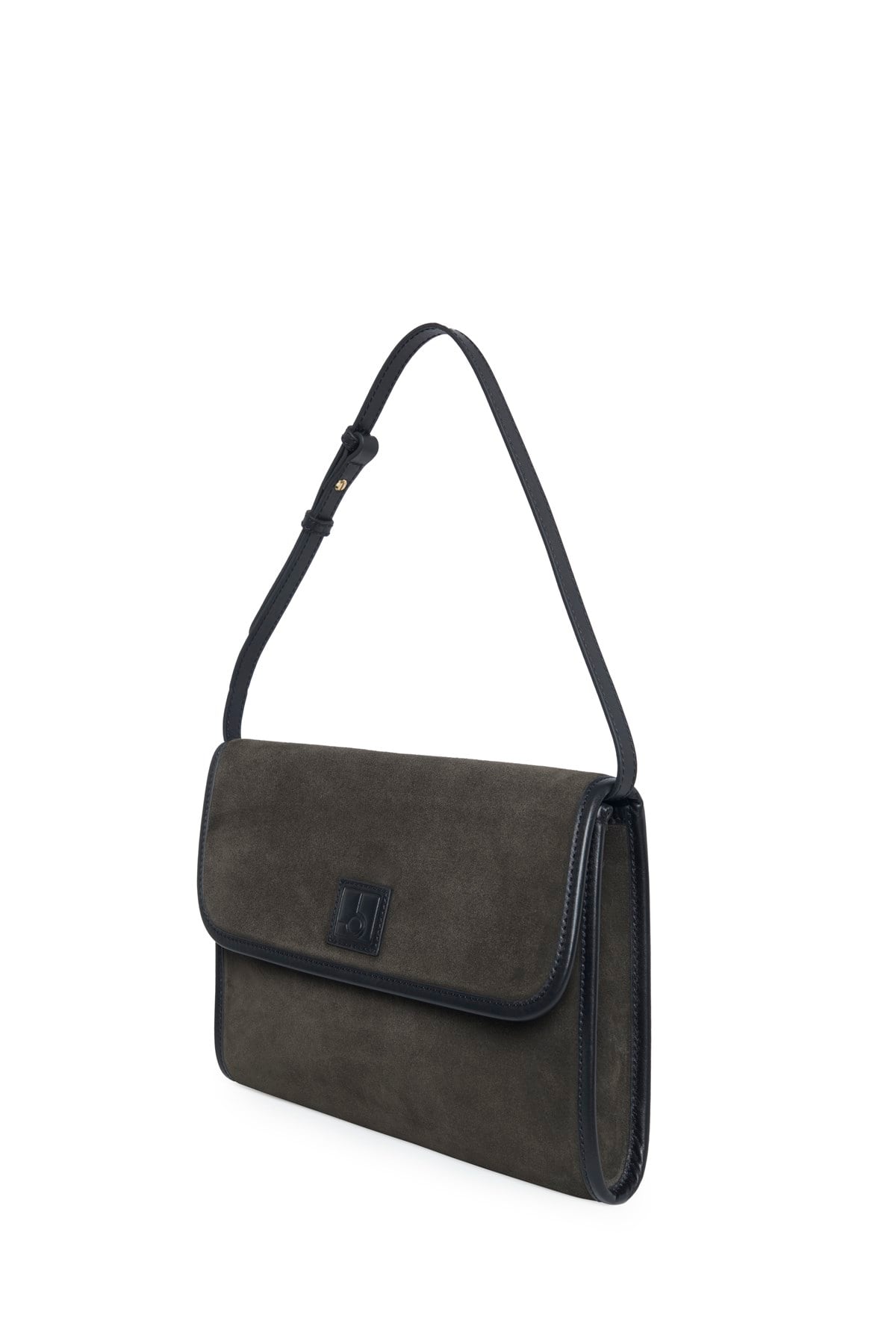 Koyu Duman Süet Clutch Bag