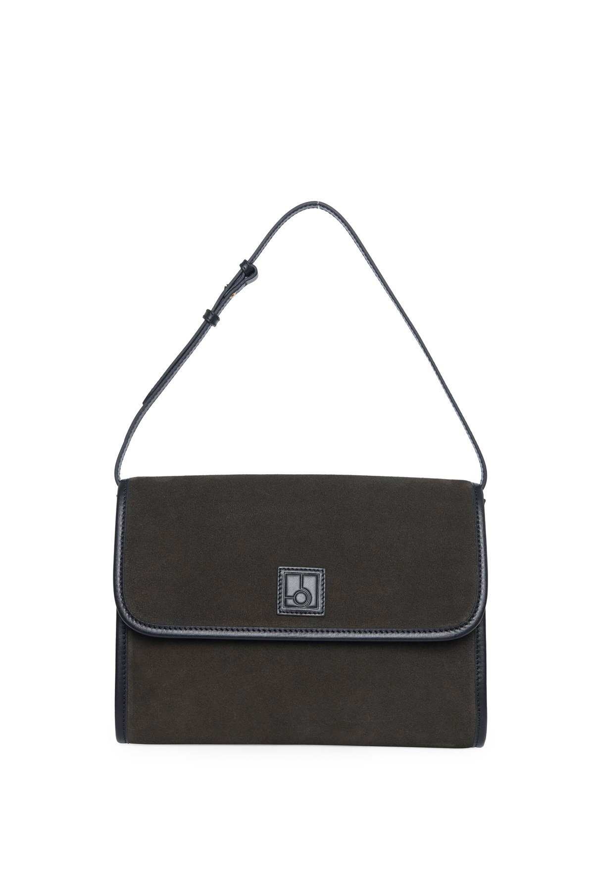 Koyu Duman Süet Clutch Bag