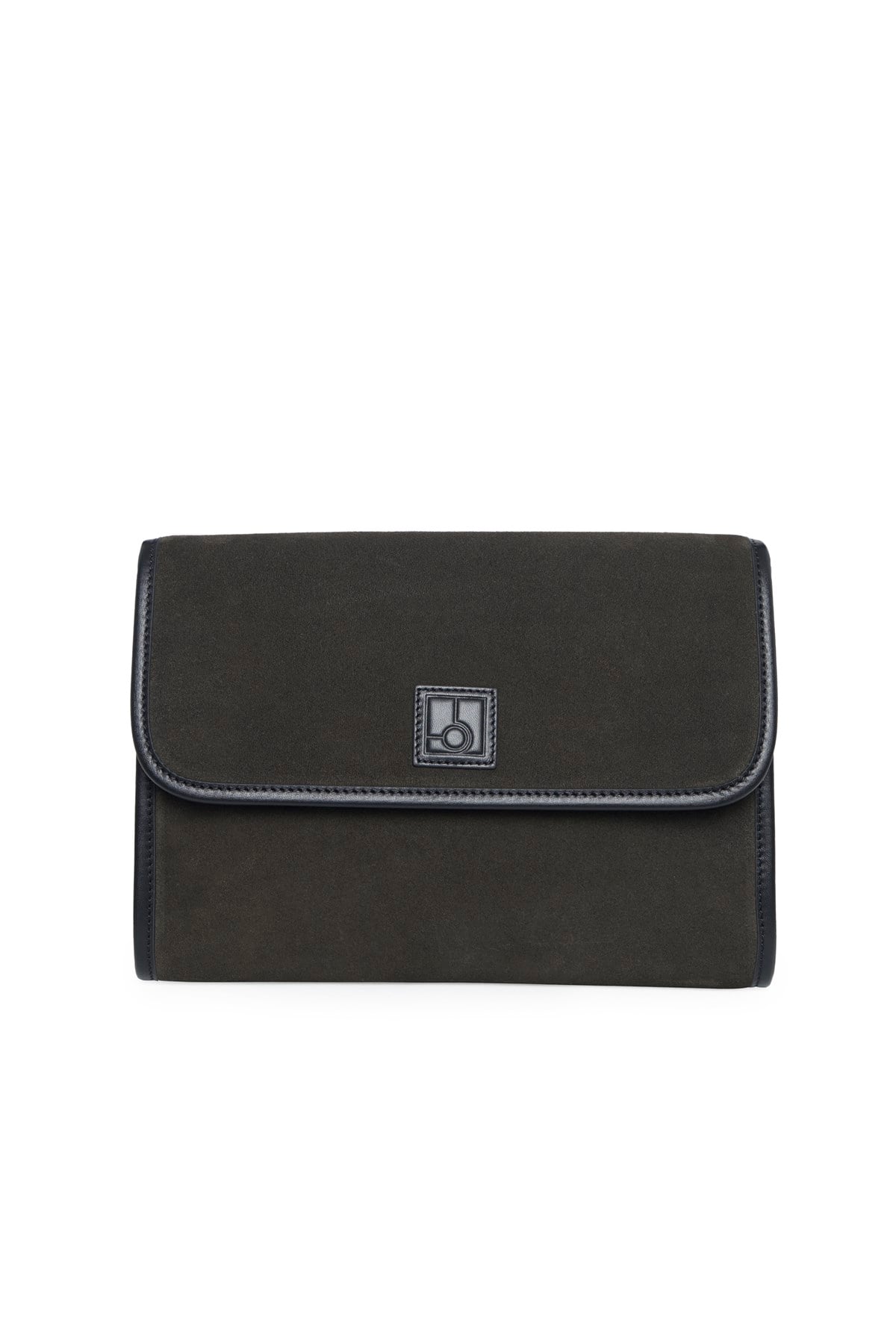 Koyu Duman Süet Clutch Bag