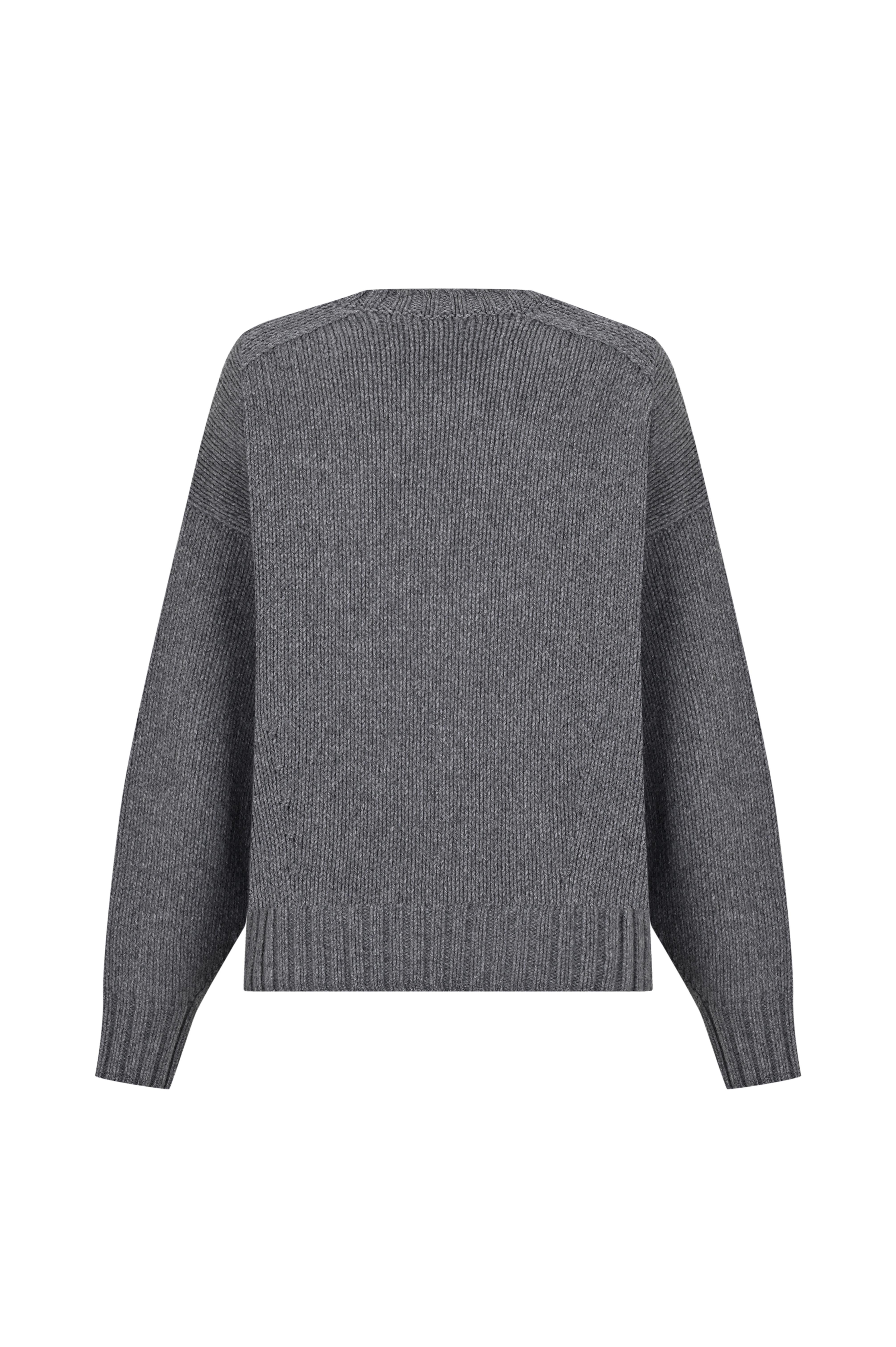 Koyu Gri Bisiklet Yaka Kaşmir Kazak